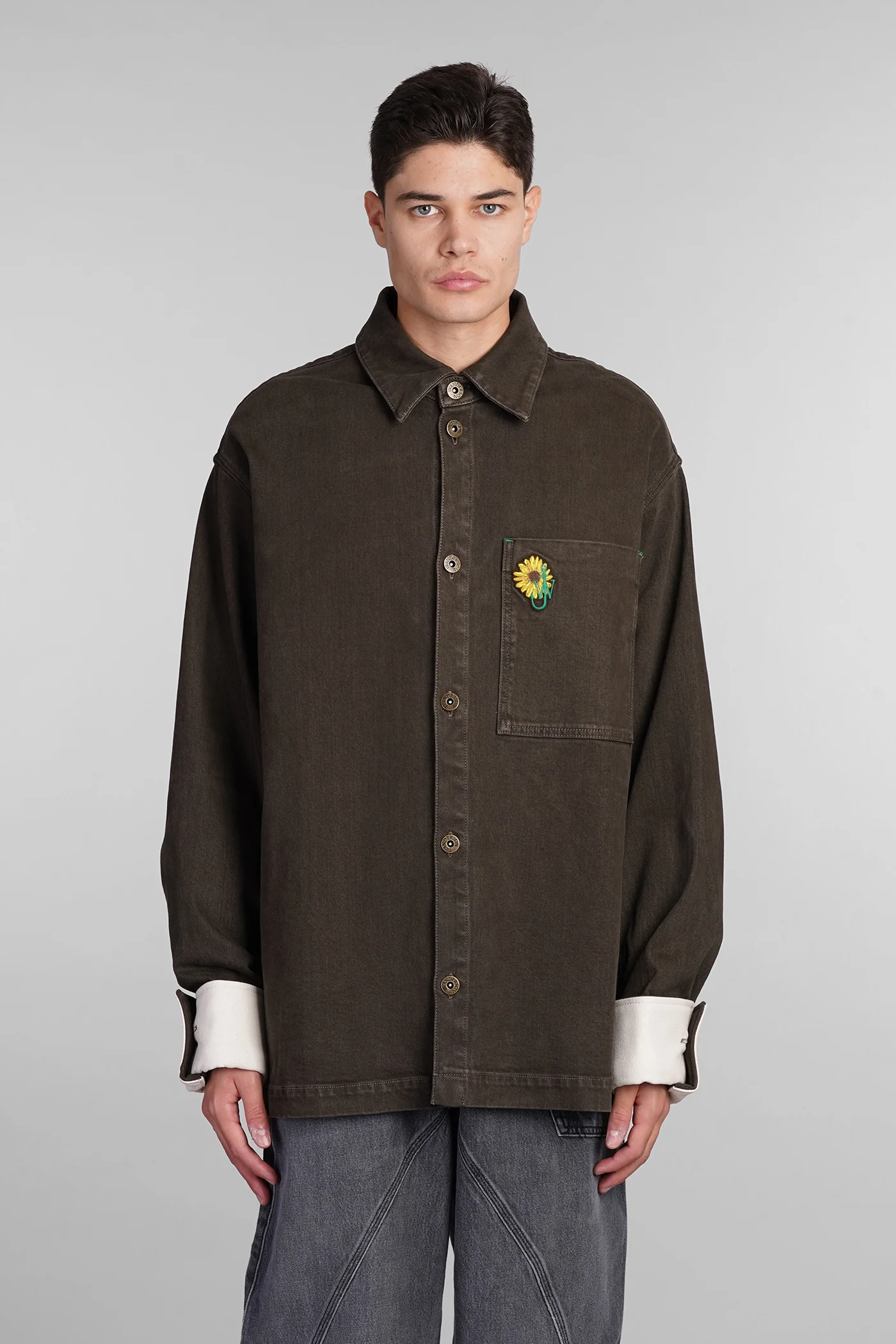Shirt in brown cotton