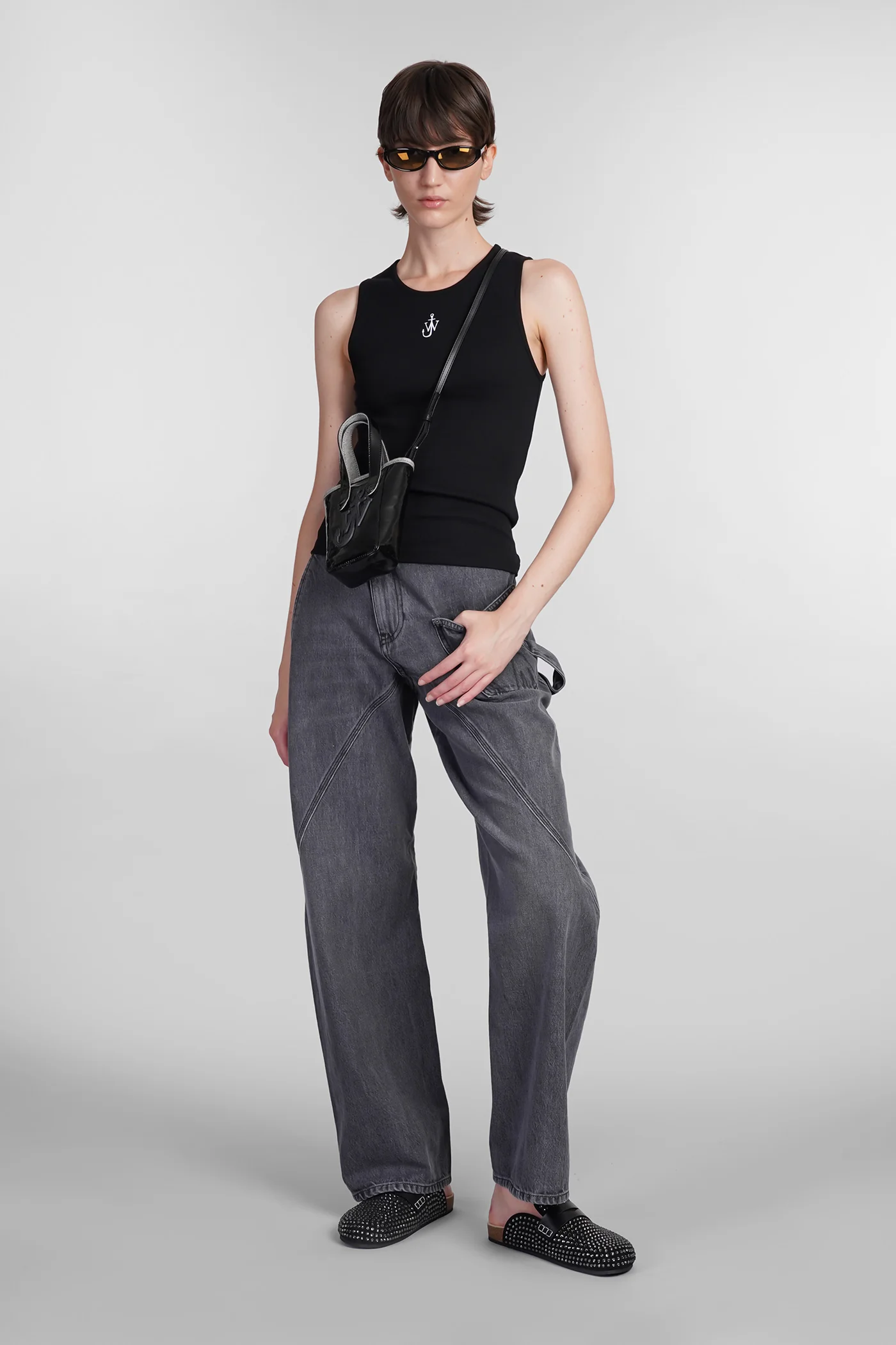 tank Top in black cotton - Image 2