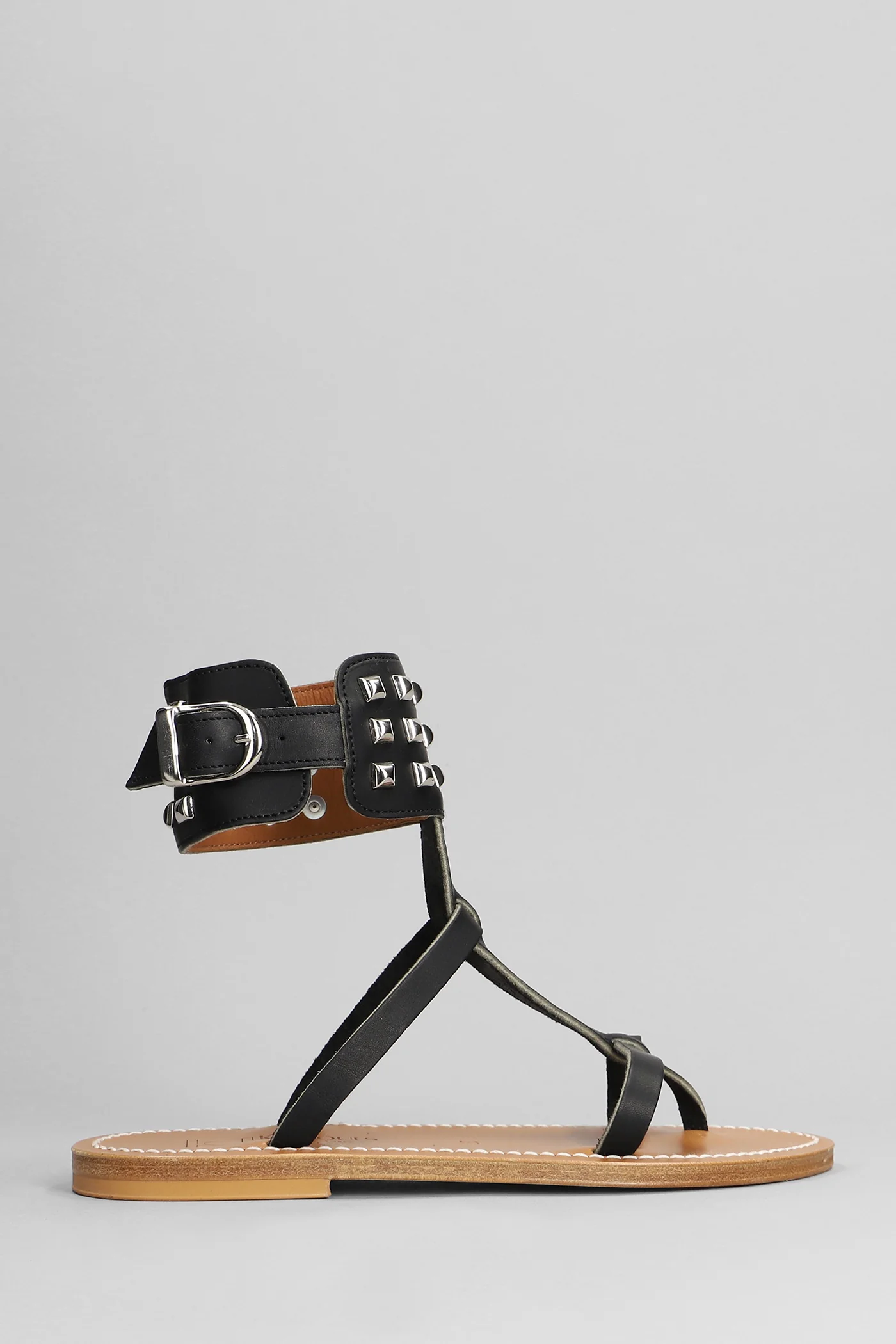 Forban f Flats in black leather