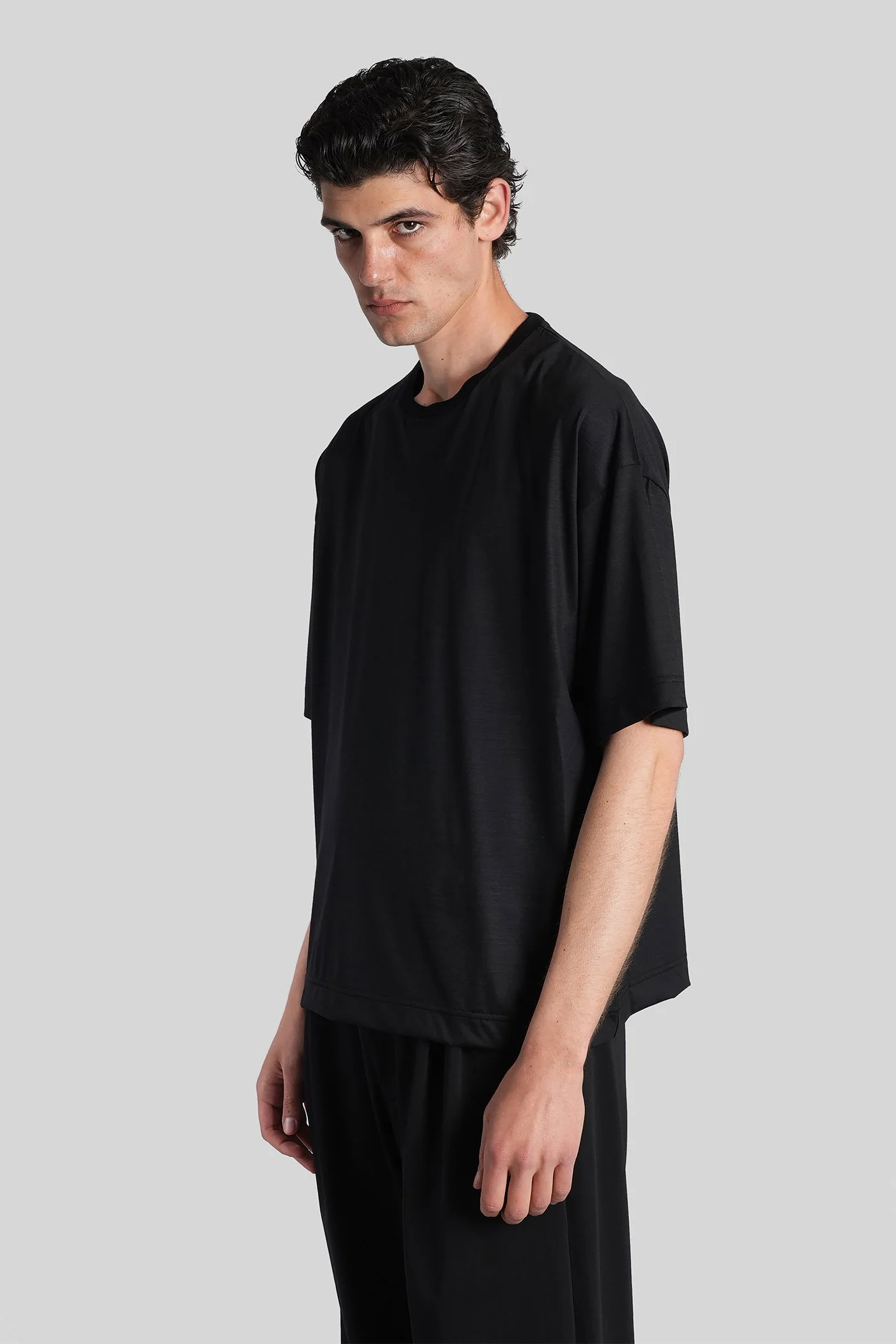 36G wool ss tee T-Shirt in black wool - Image 4