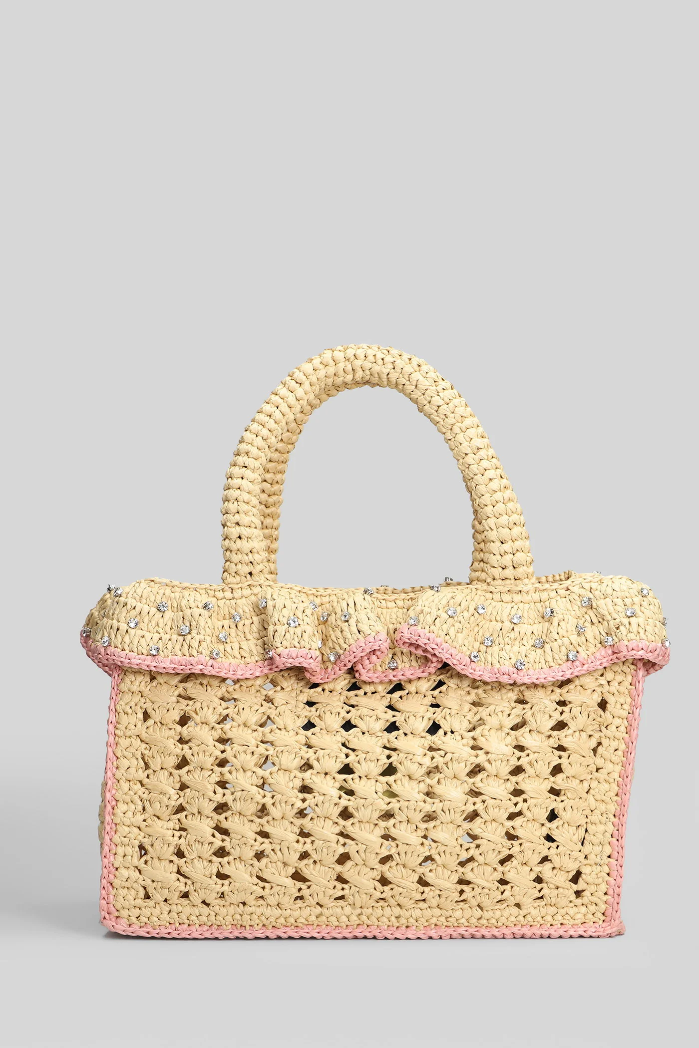 Chelsea Ruffle Tote in beige raffia - Image 3