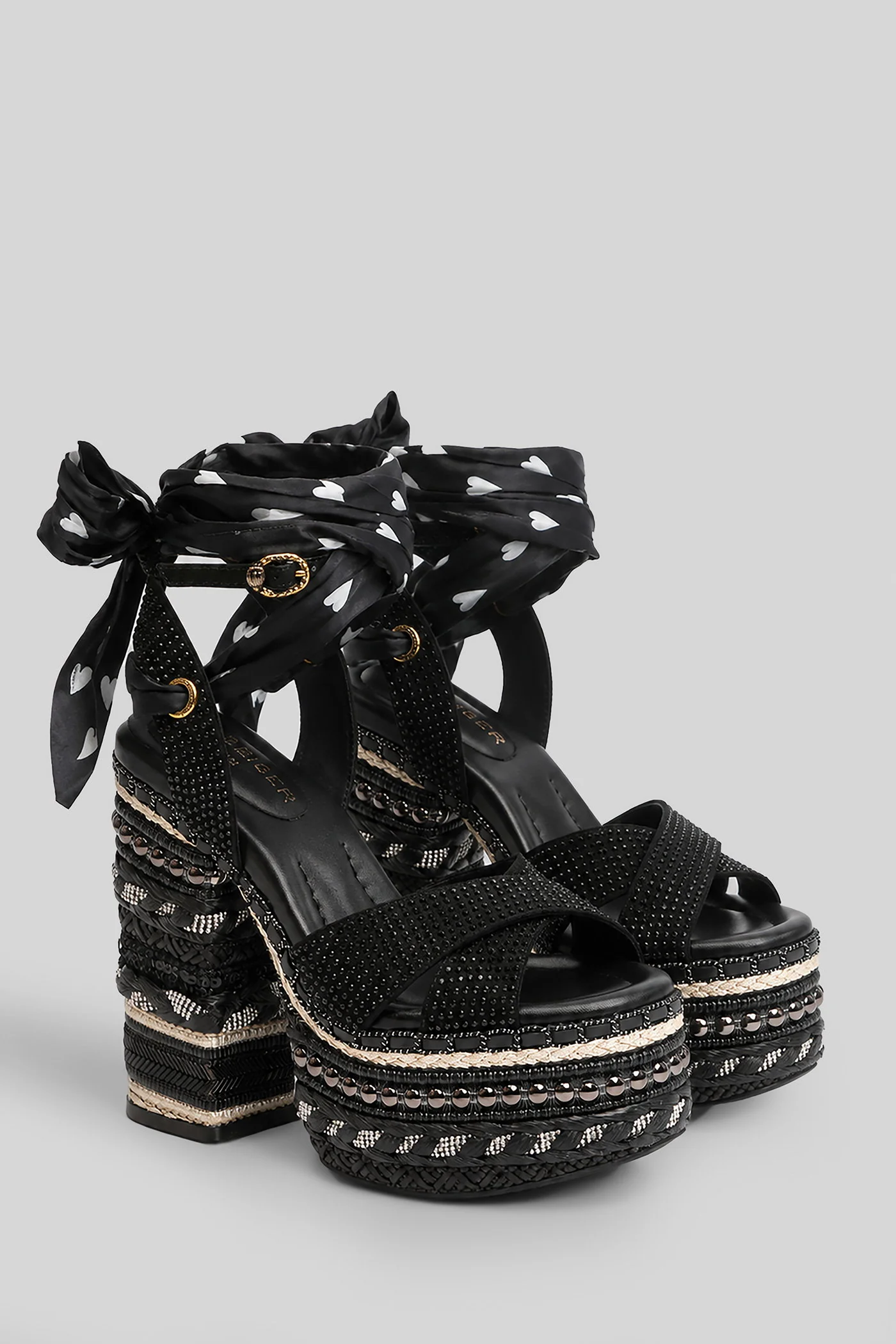 Chelsea Sandals in black leather and fabric - Image 2