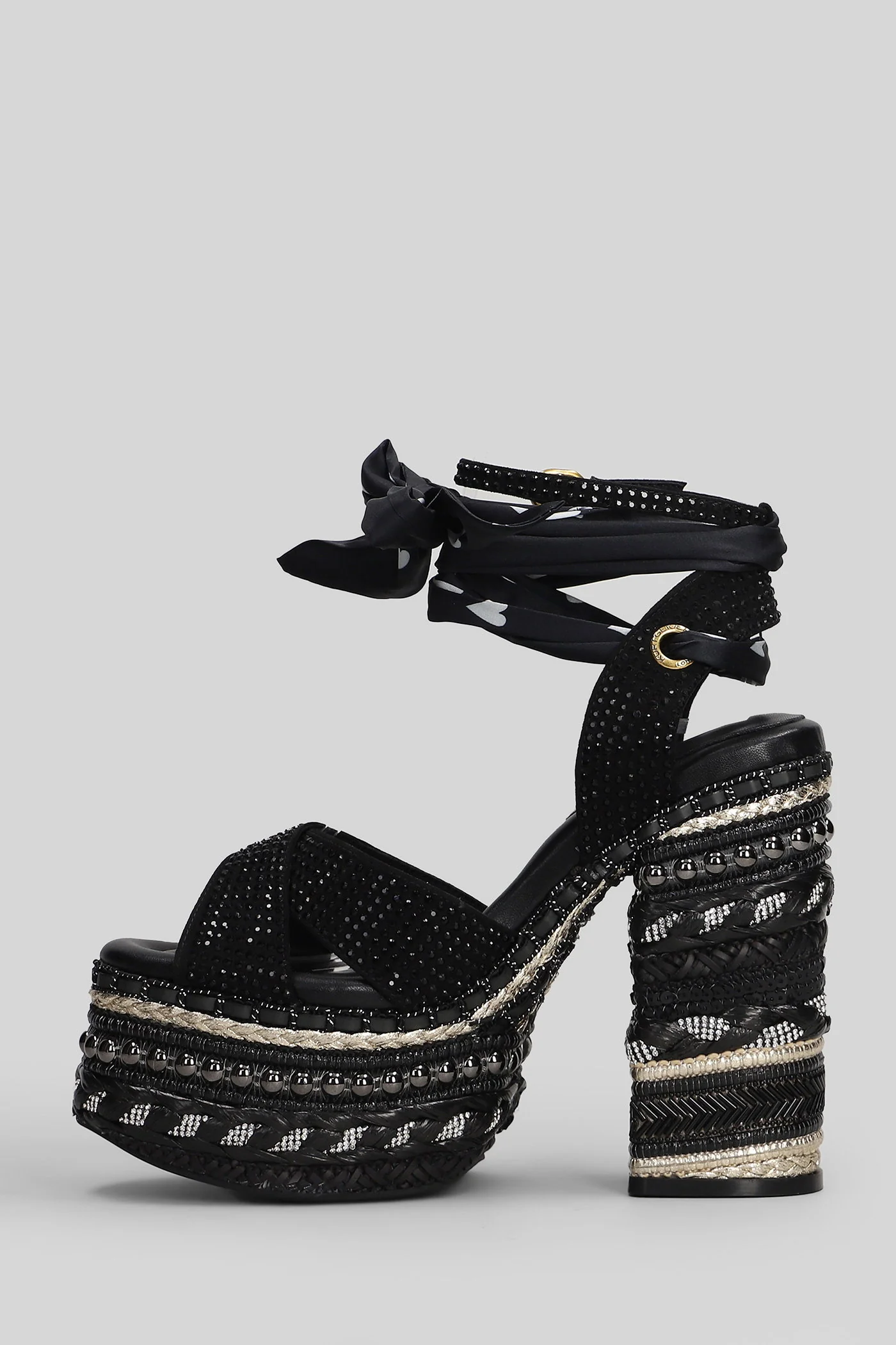 Chelsea Sandals in black leather and fabric - Image 3