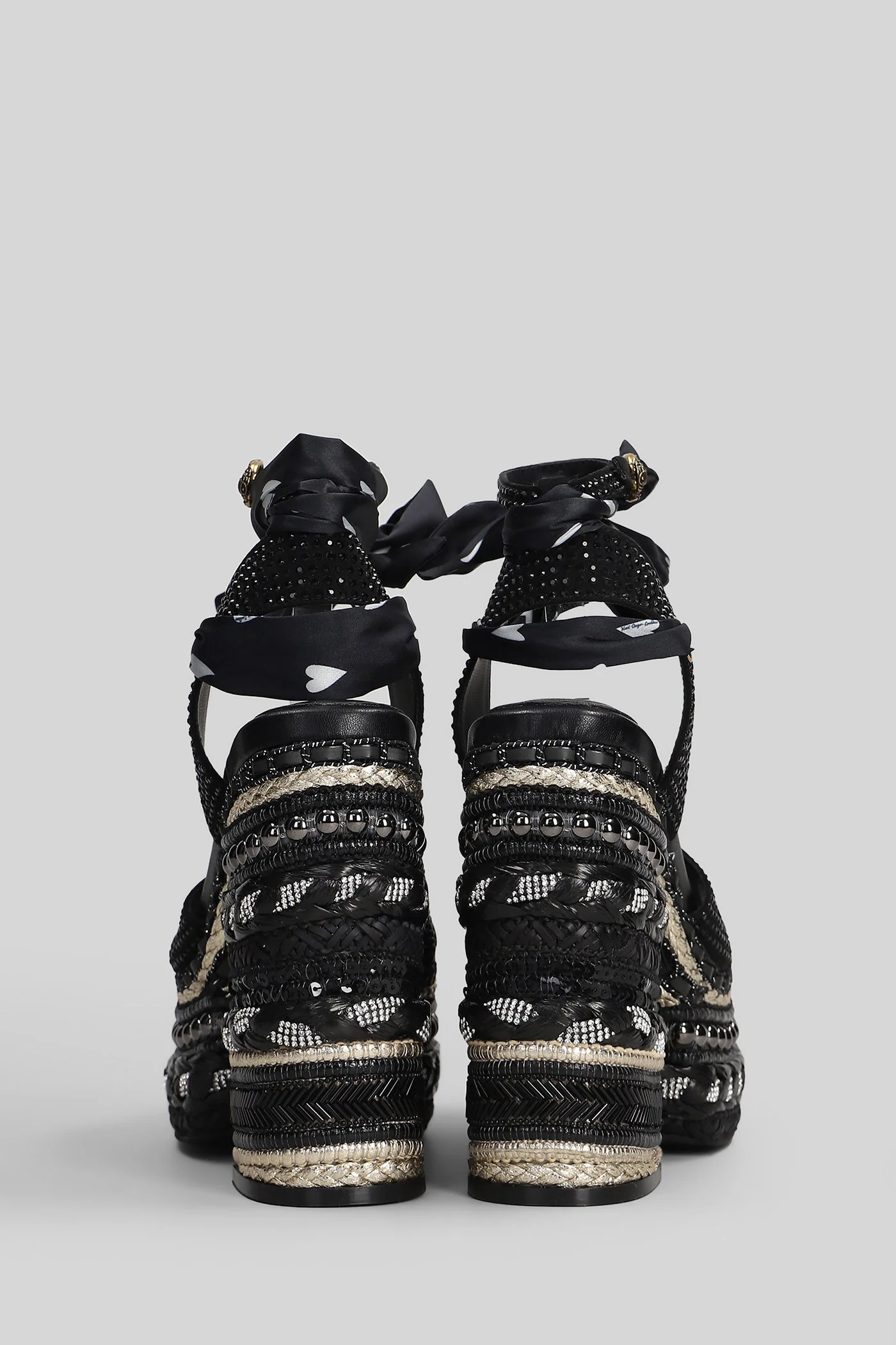 Chelsea Sandals in black leather and fabric - Image 4