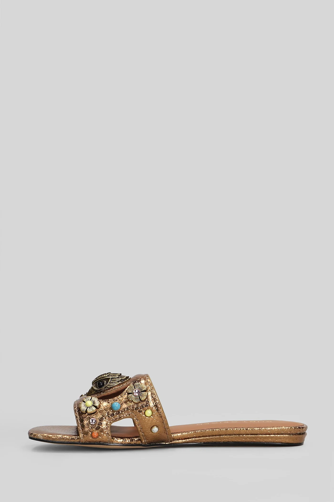 Eagle Cut Out Flat sandal-slipper in bronze leather - Image 3