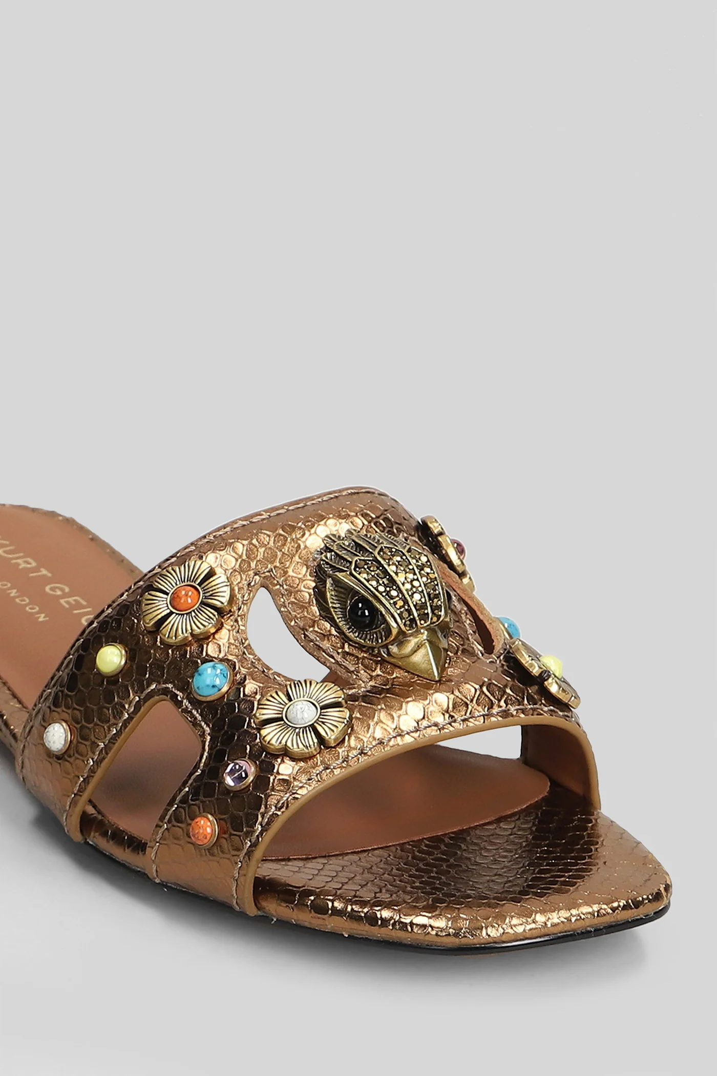 Eagle Cut Out Flat sandal-slipper in bronze leather - Image 5