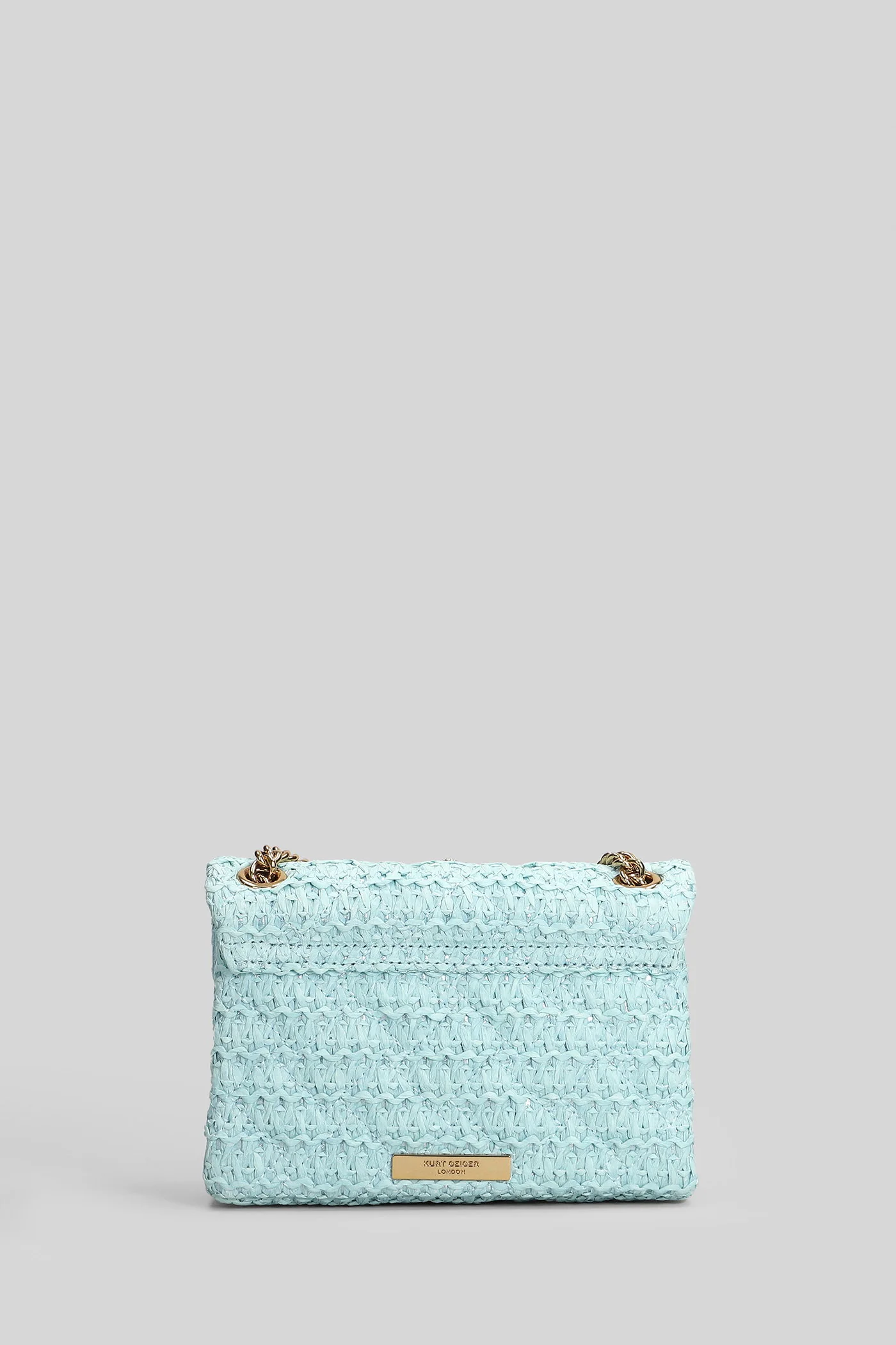 Mini Kensington Shoulder bag in cyan raffia - Image 3