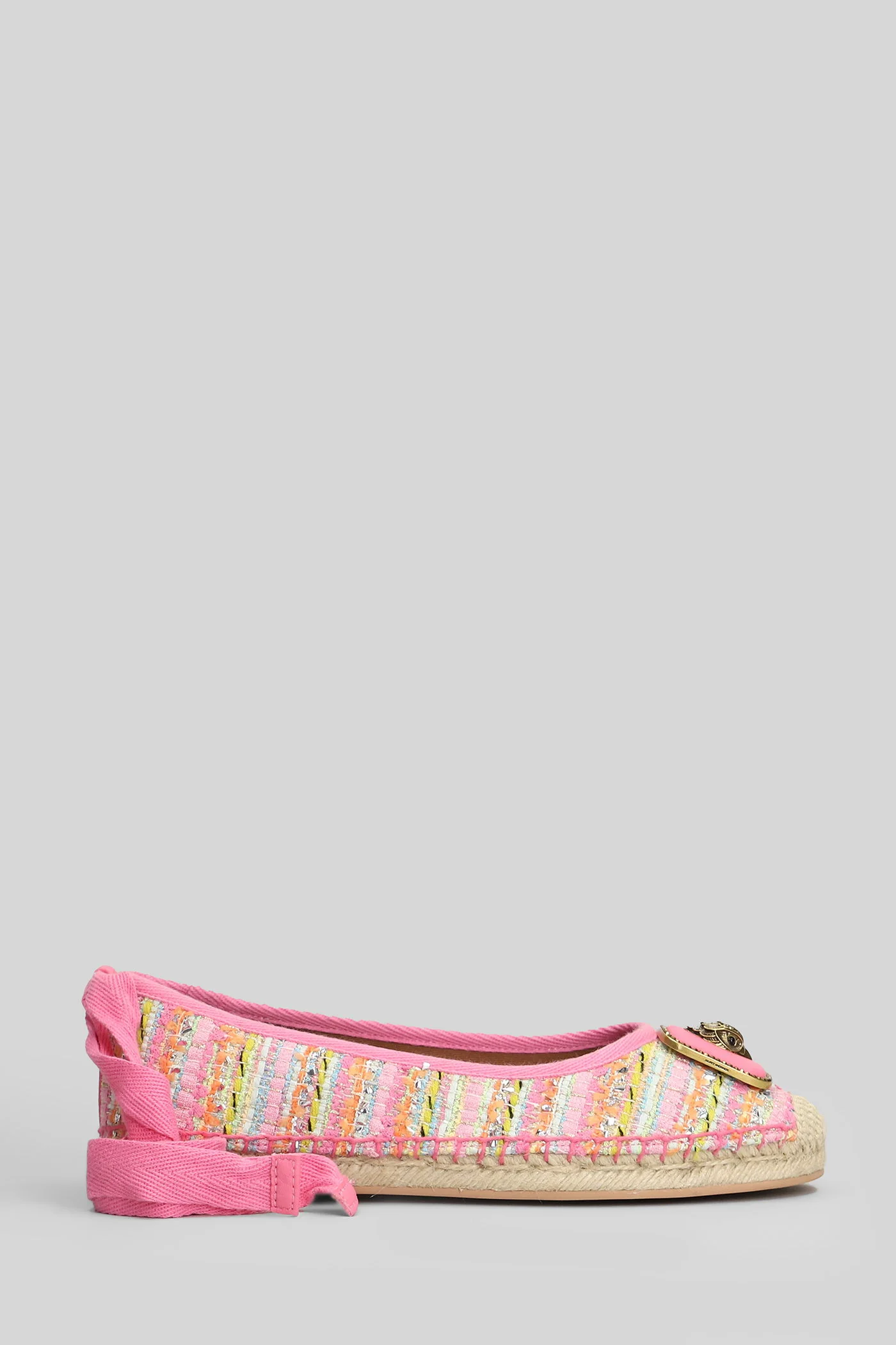 Pimlico Tie Ballet Espadrilles in rose-pink fabric