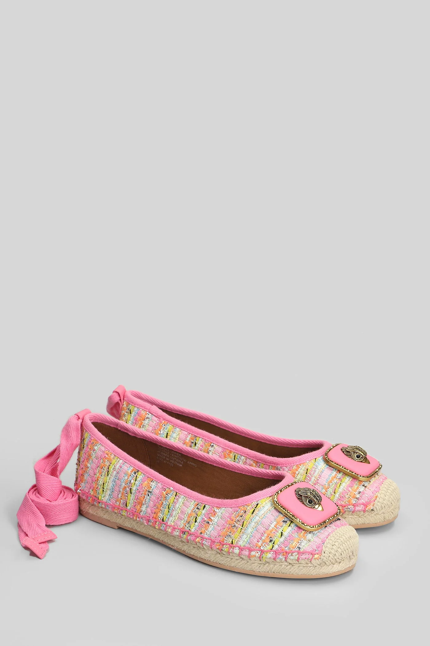Pimlico Tie Ballet Espadrilles in rose-pink fabric - Image 2