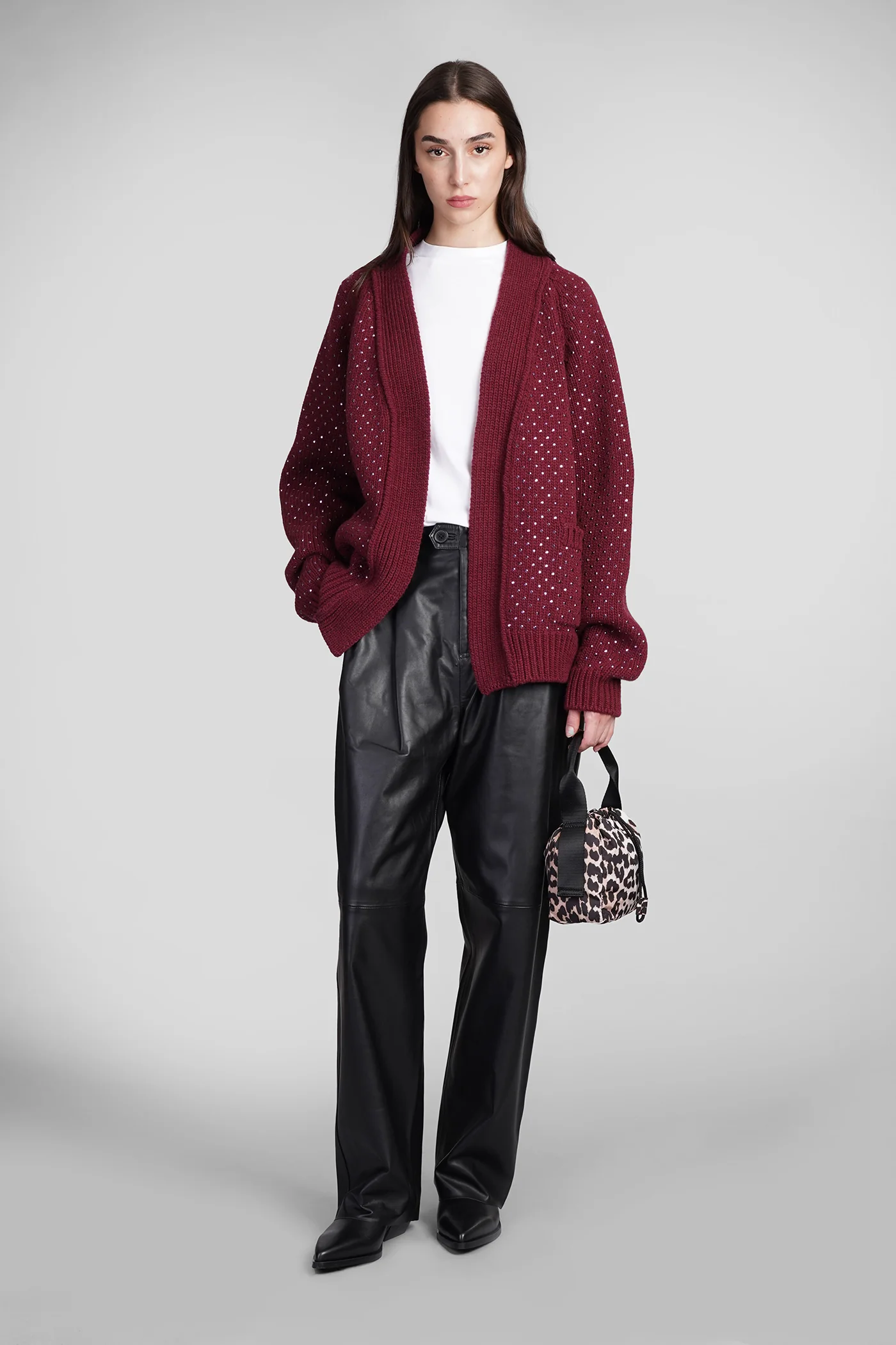 Cardigan in bordeaux wool - Image 2