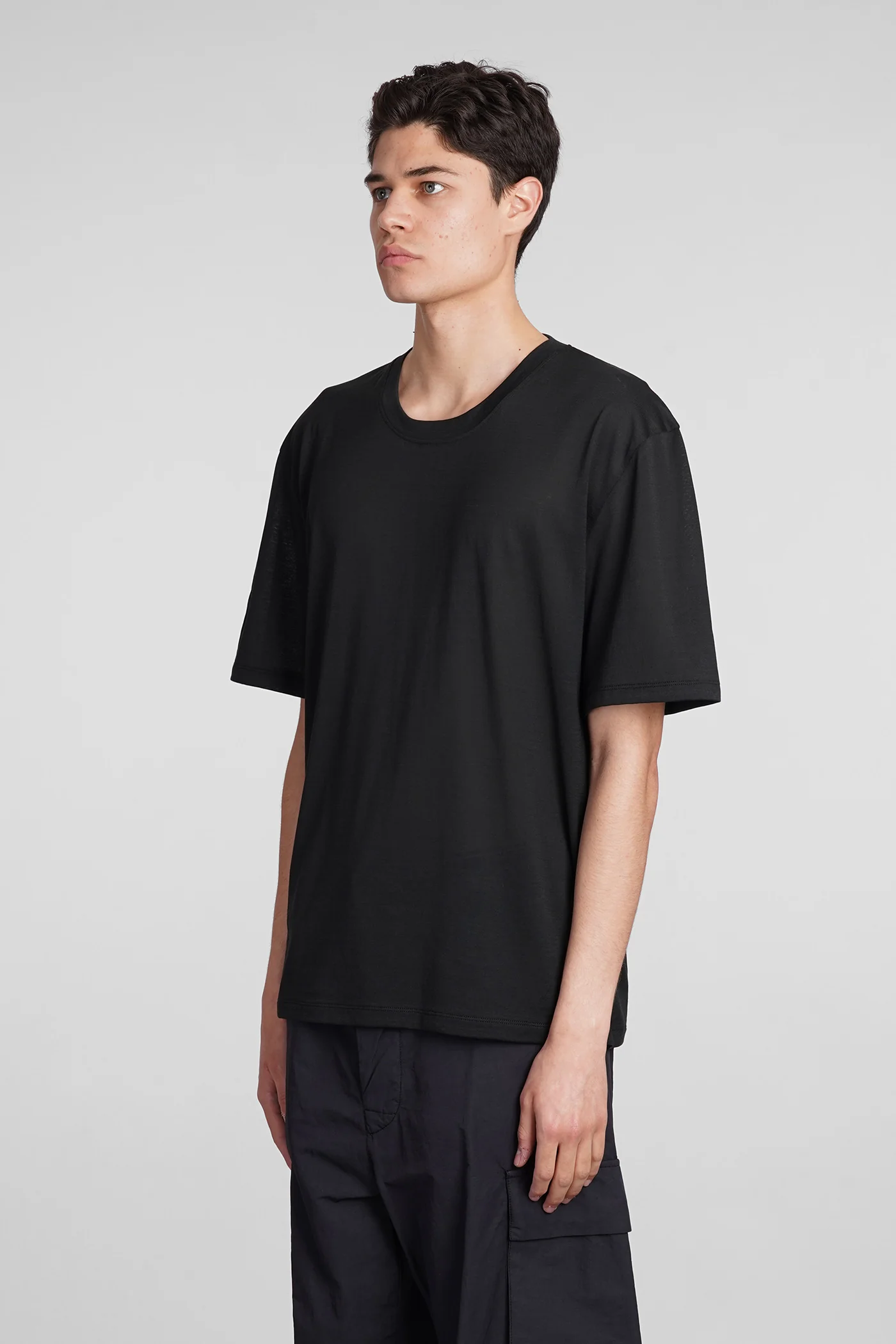 Crewneck man T-Shirt in black cotton - Image 4