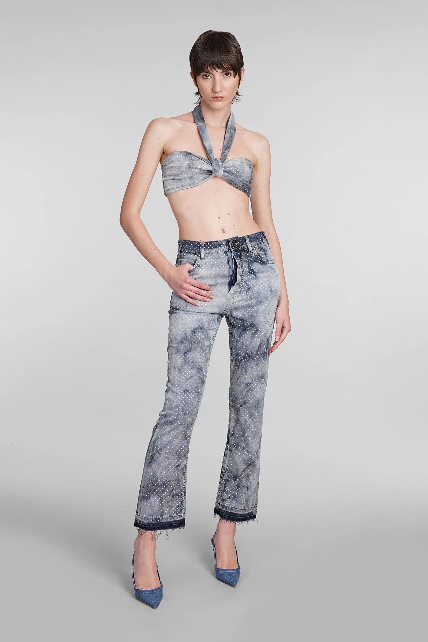 Jeans in cyan wool and polyester - Image 2