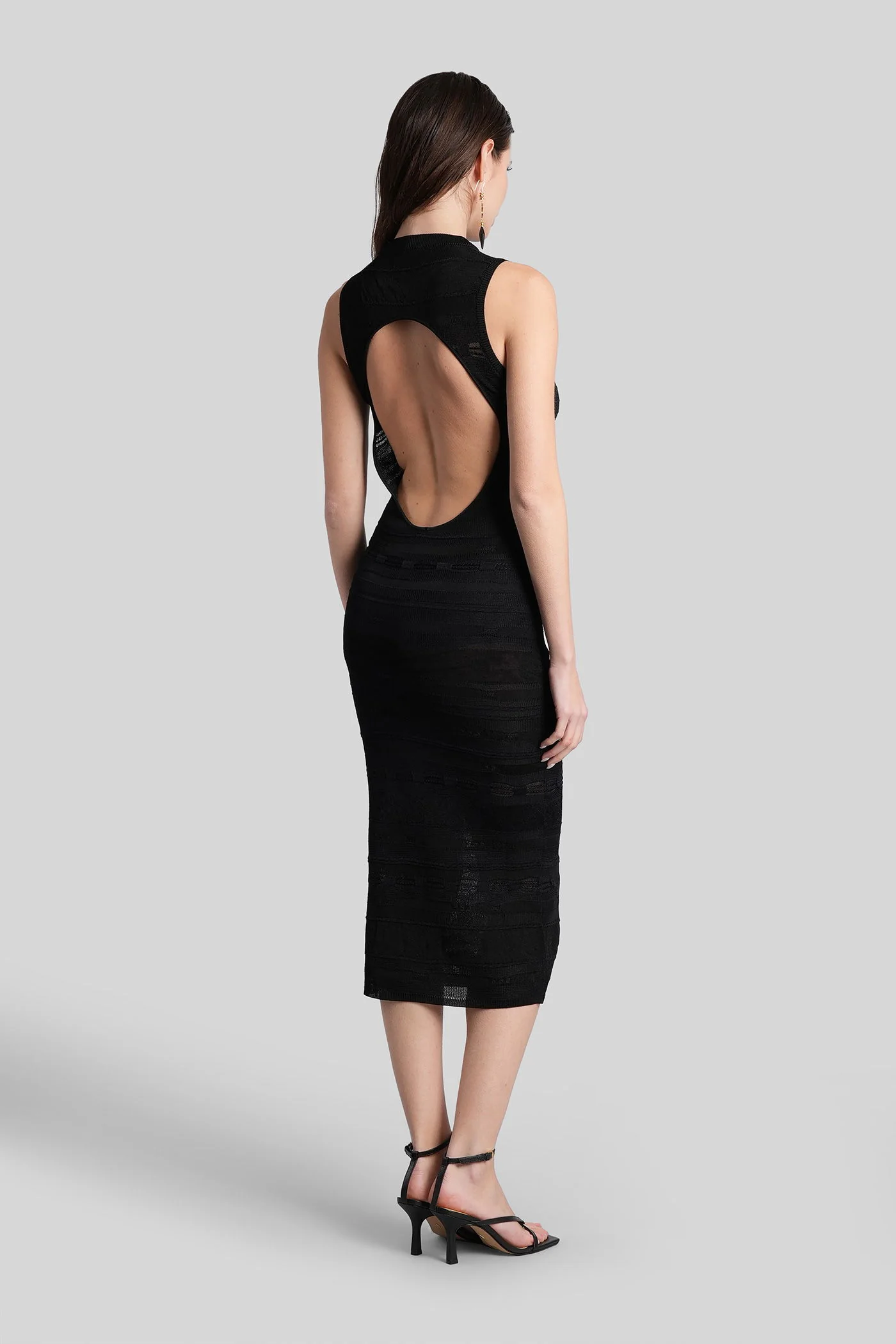 Long dress in black viscose - Image 3