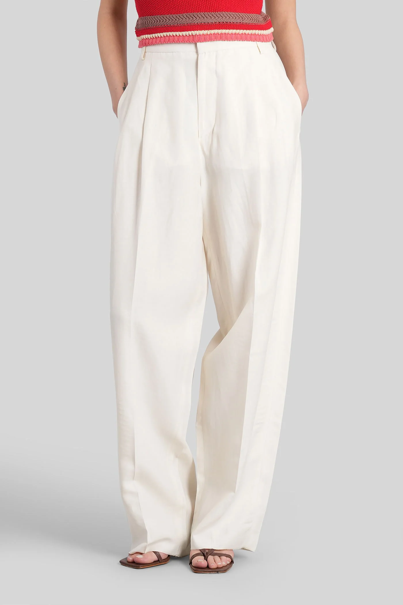 Pants in beige viscose