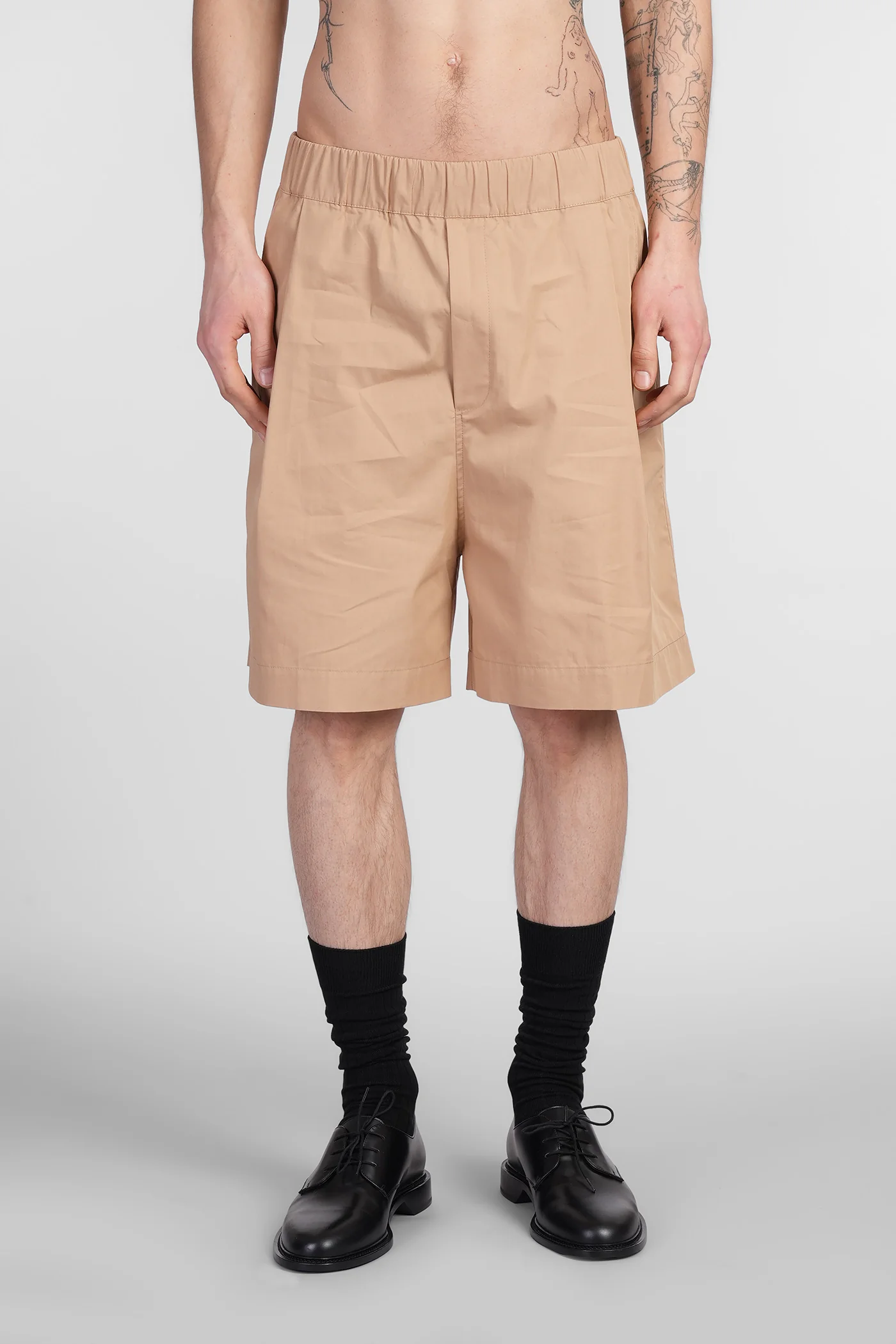 Shorts in beige cotton