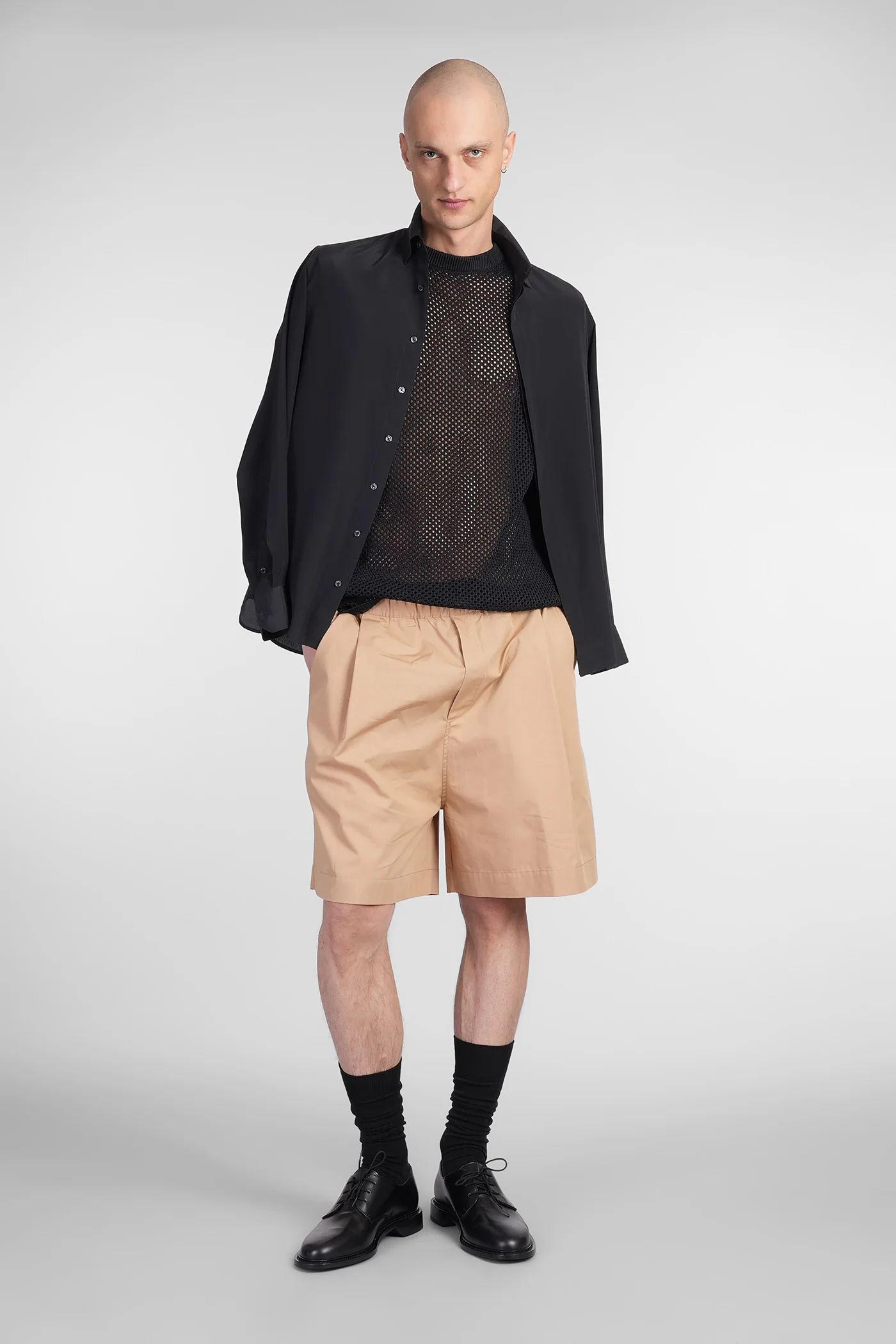 Shorts in beige cotton - Image 2