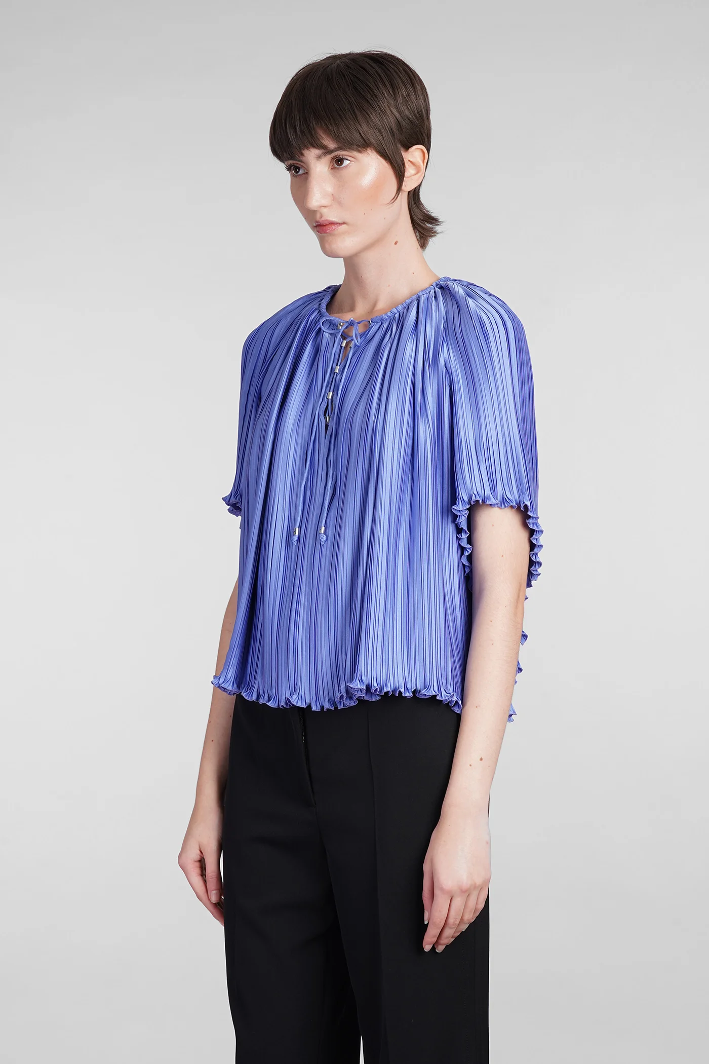 Blouse in blue polyester - Image 4