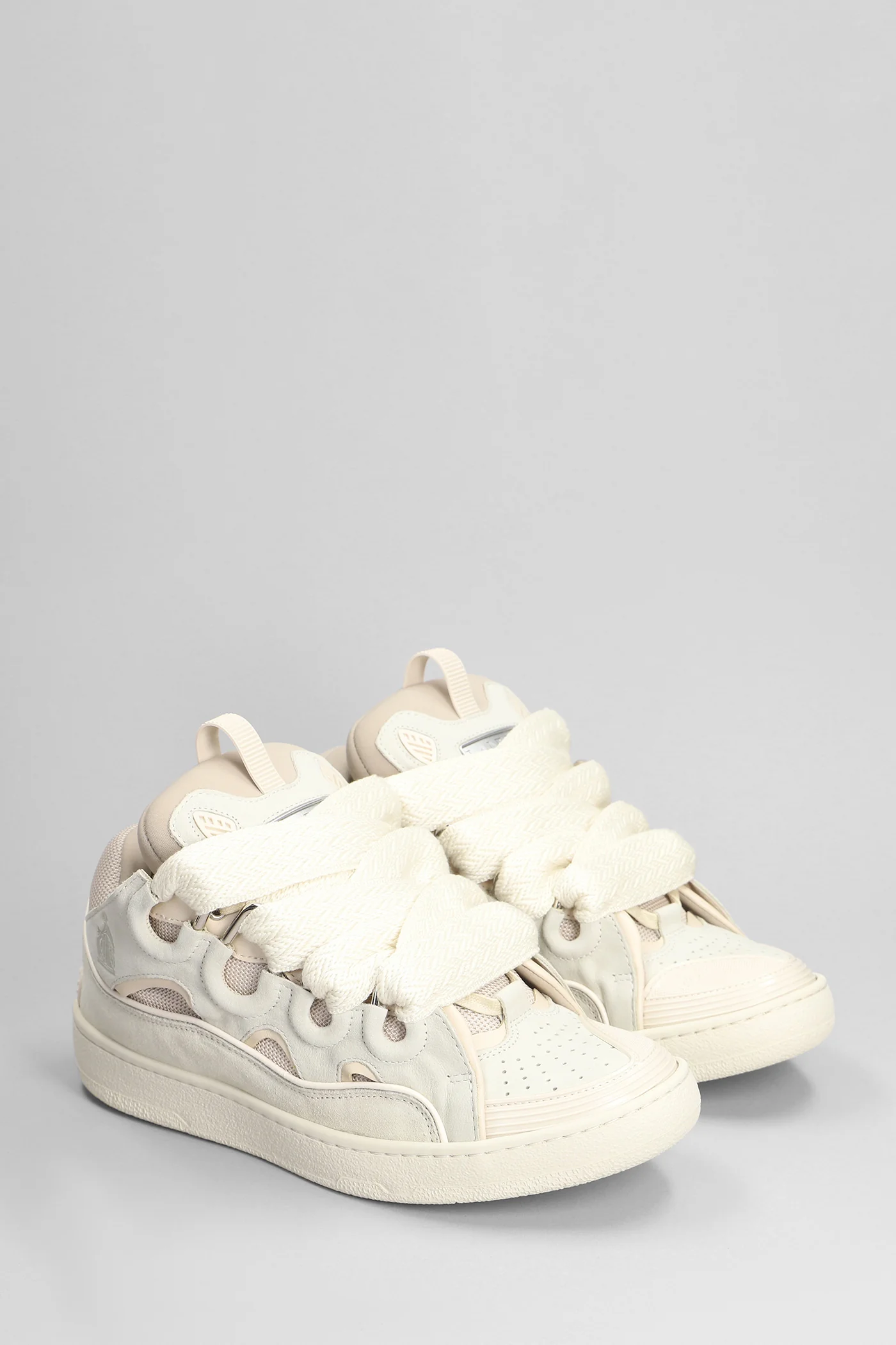 Curb Sneakers in beige suede and leather - Image 2