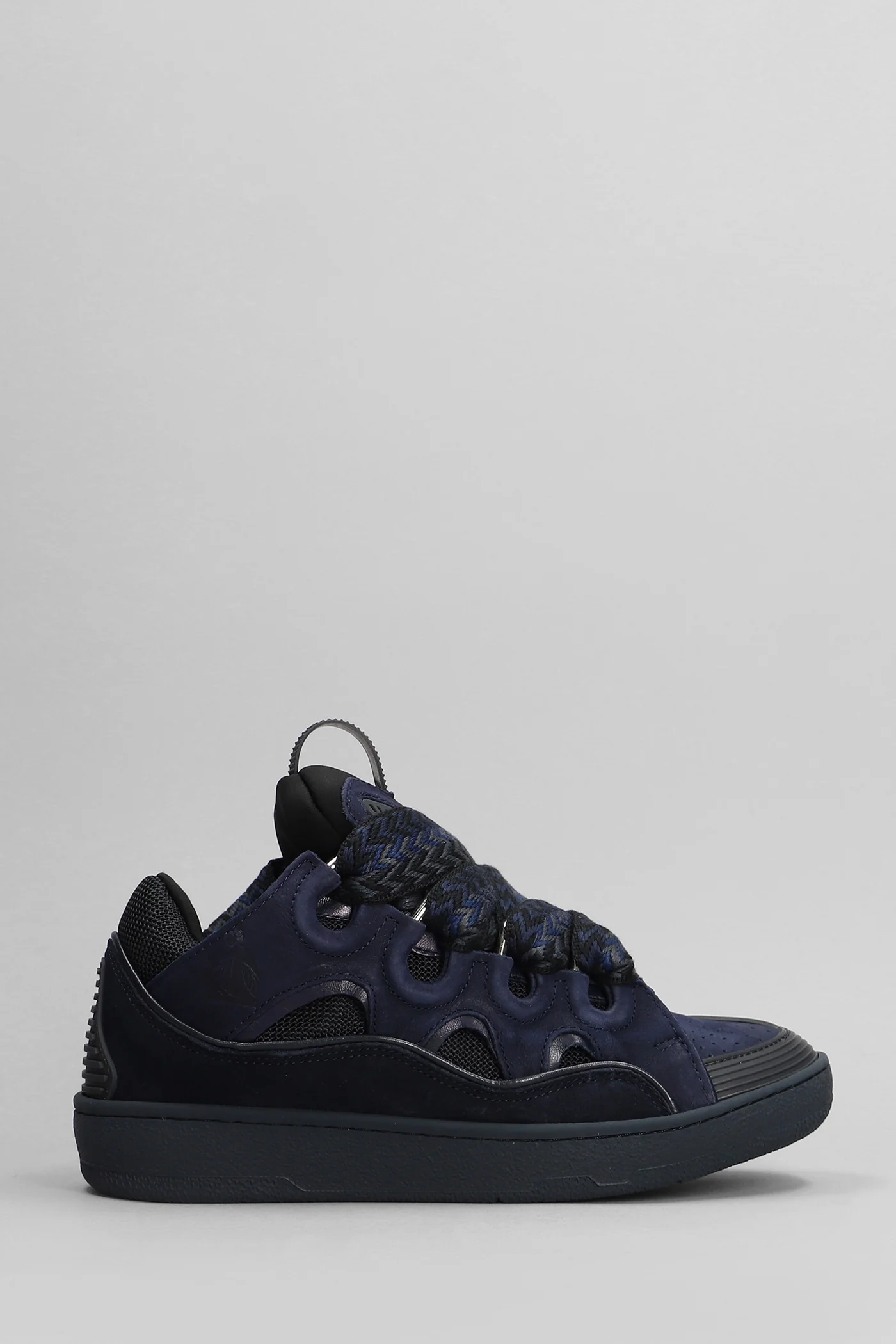 Curb Sneakers in blue suede and leather