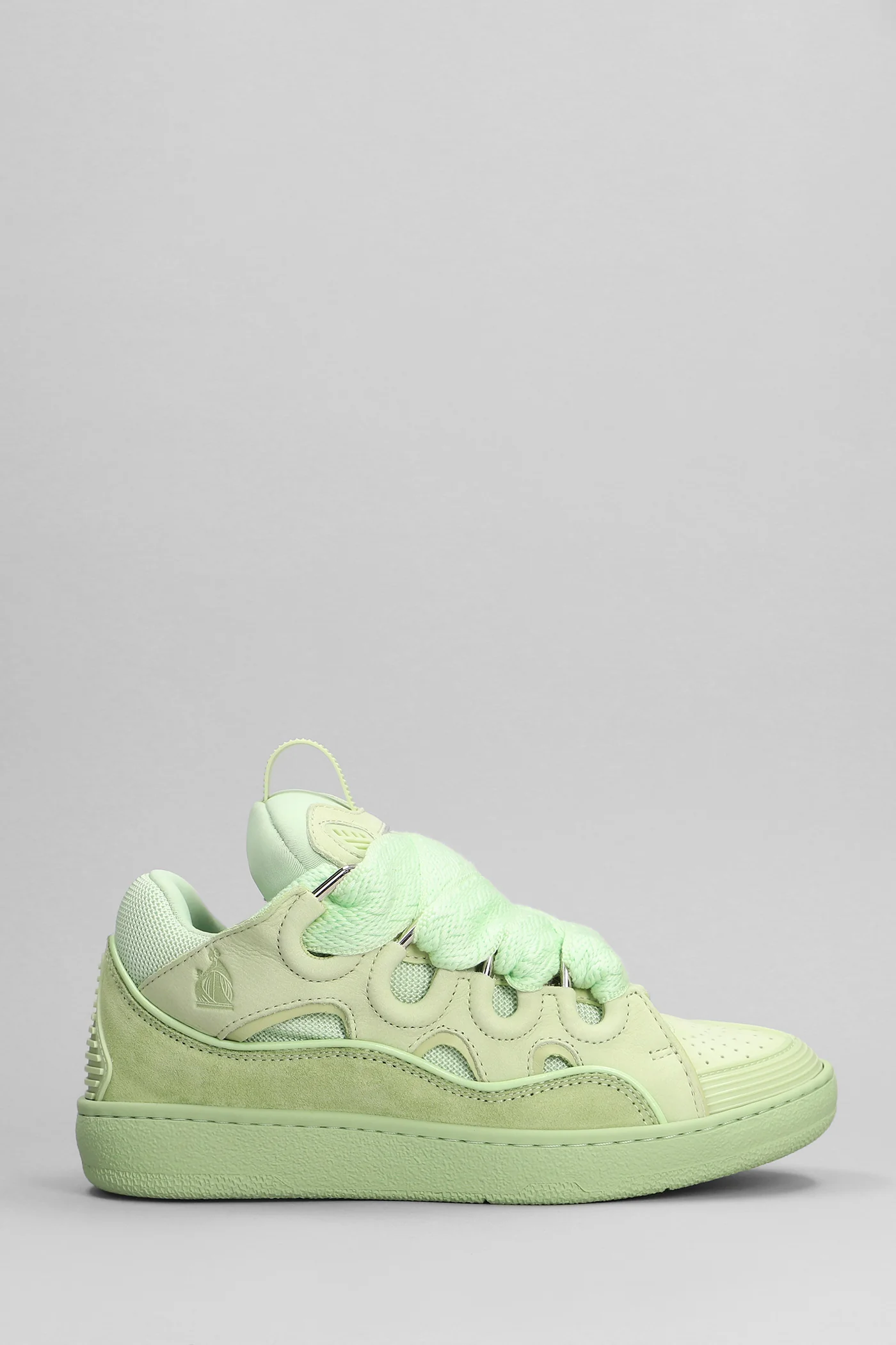 Curb Sneakers in green suede and leather