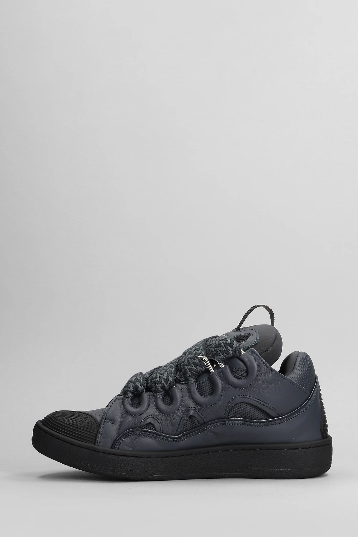 Curb Sneakers in grey leather - Image 3