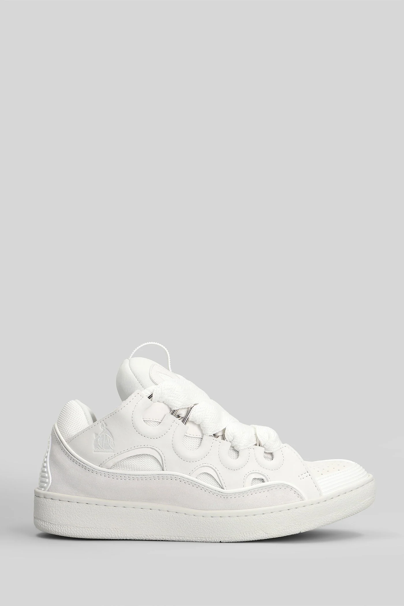 Curb Sneakers in white suede and leather