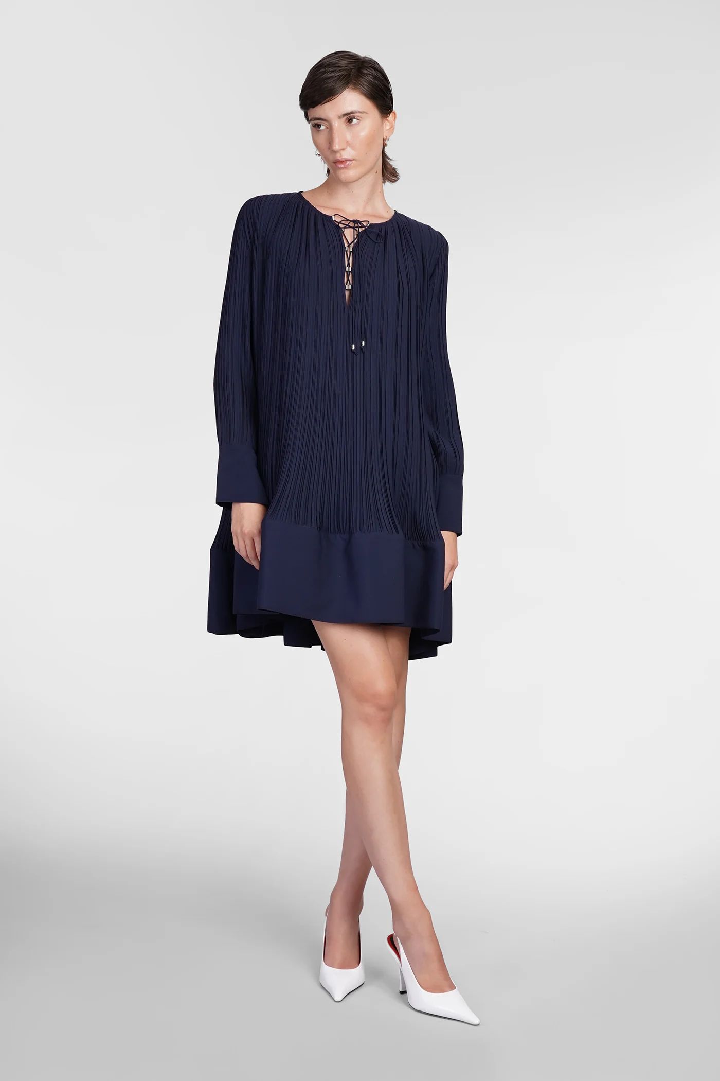 Dress woman  in blue polyester - Image 2
