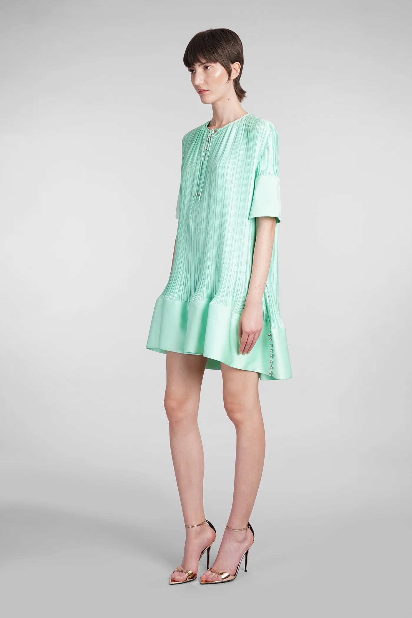 Dress woman  in green polyester - Image 4