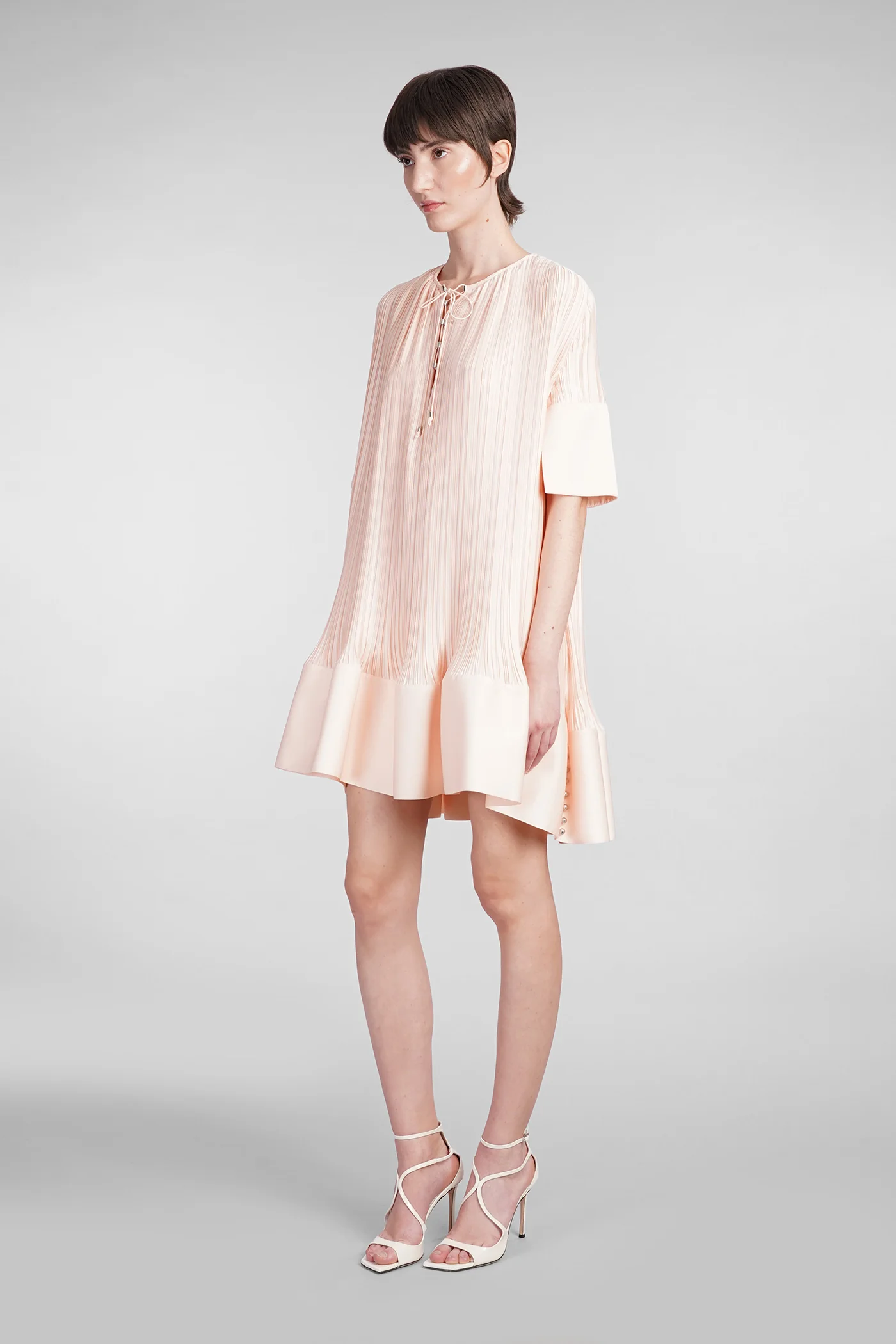 Dress woman  in orange polyester - Image 4
