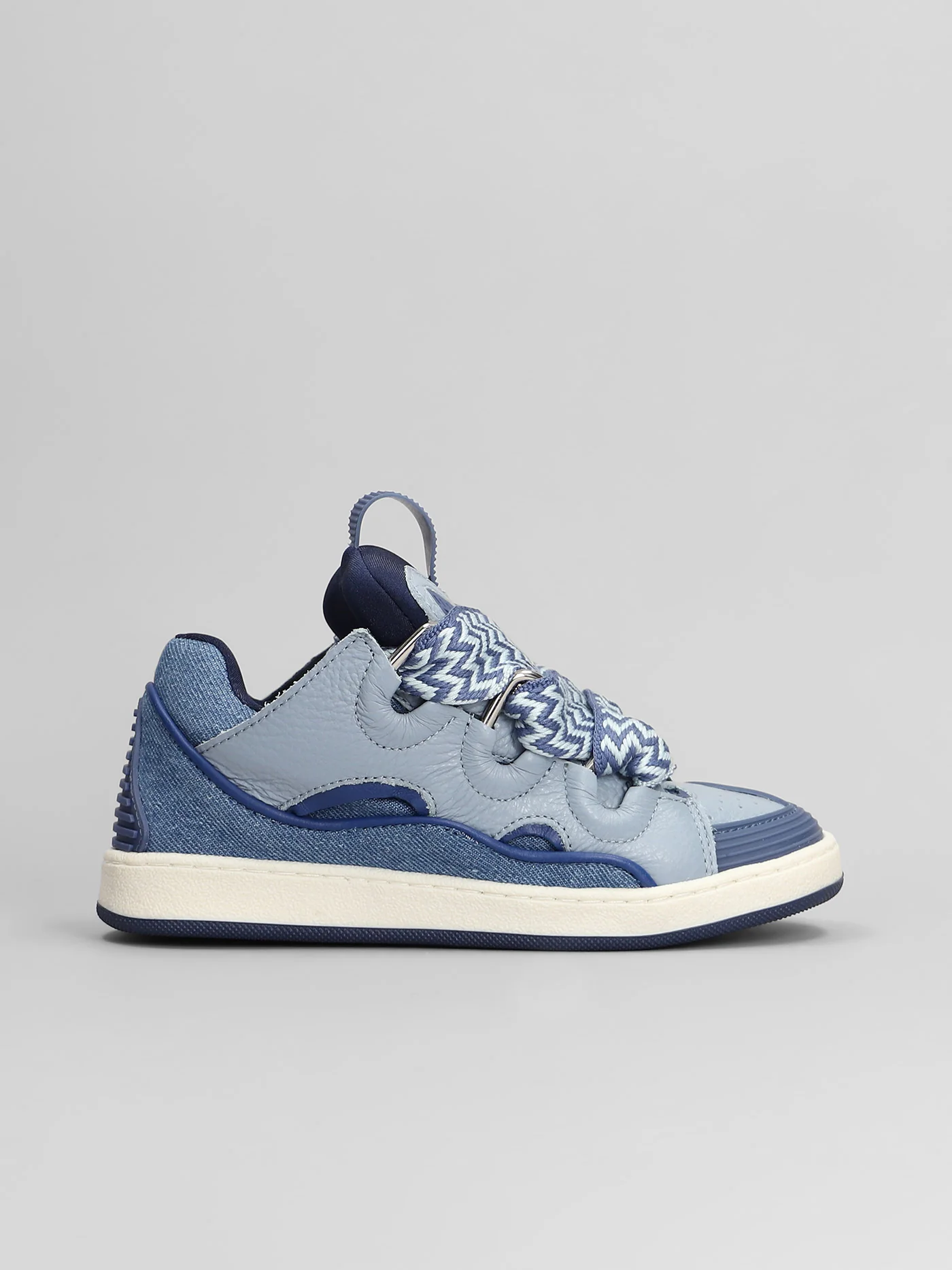 Curb Sneakers in blue leather and fabric
