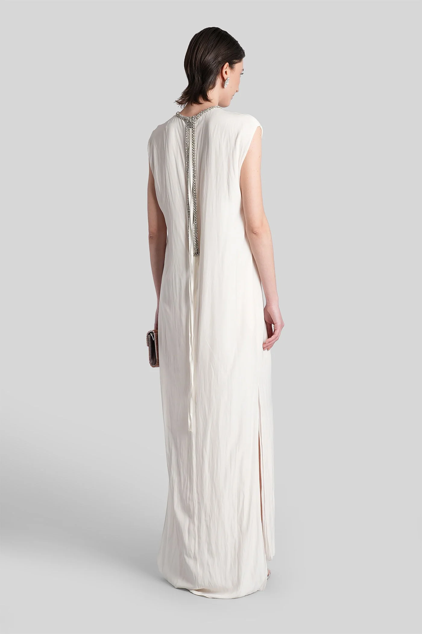 Long dress in white polyester - Image 3