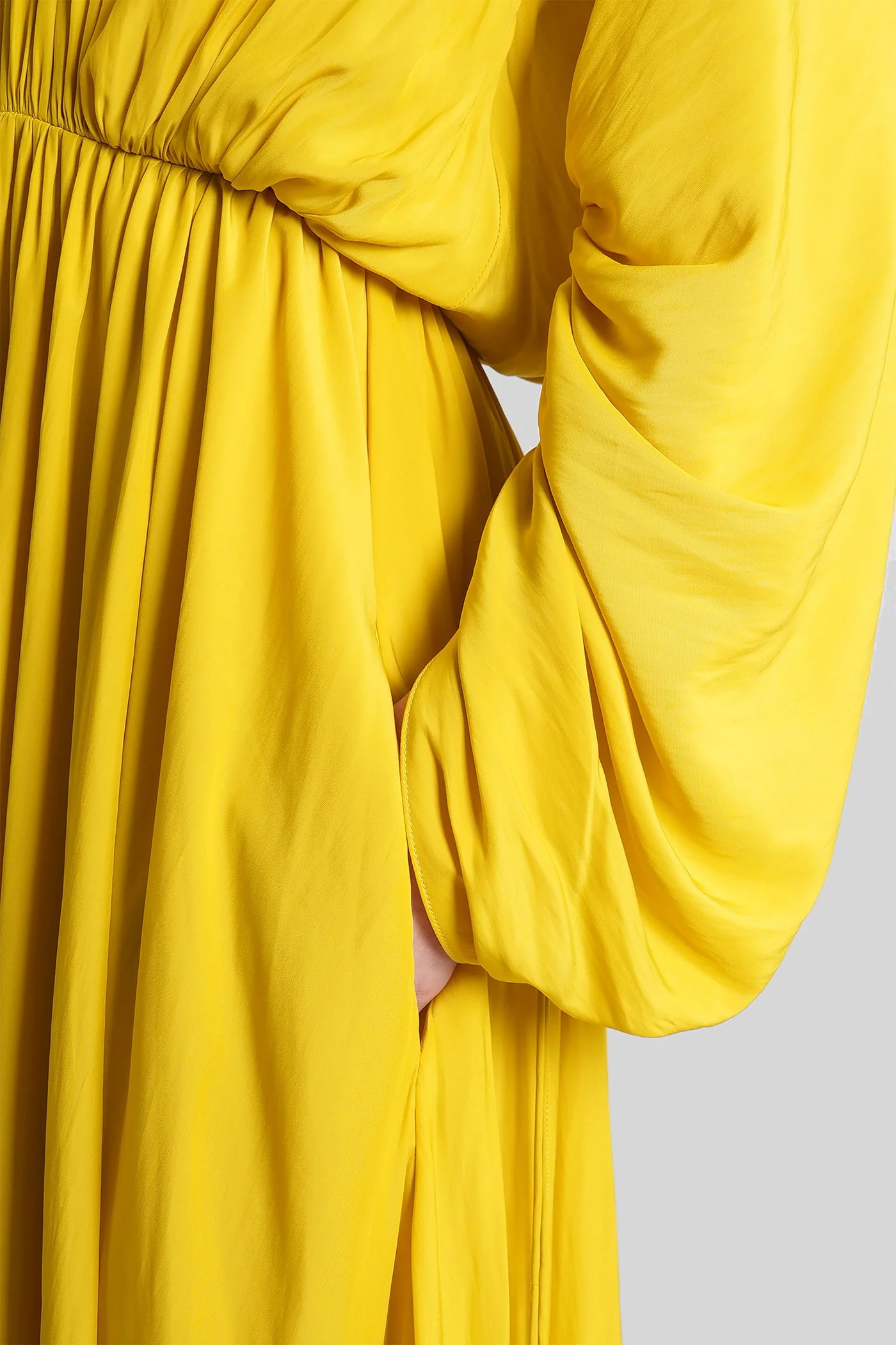 Long dress in yellow polyester - Image 5