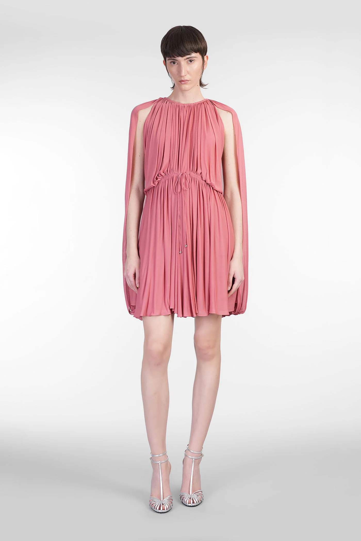 Mini dress in rose-pink viscose