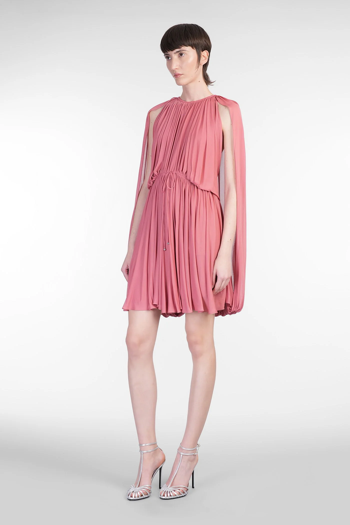 Mini dress in rose-pink viscose - Image 4