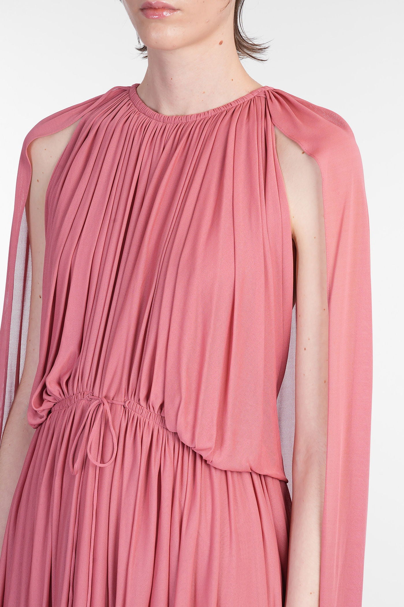 Mini dress in rose-pink viscose - Image 5