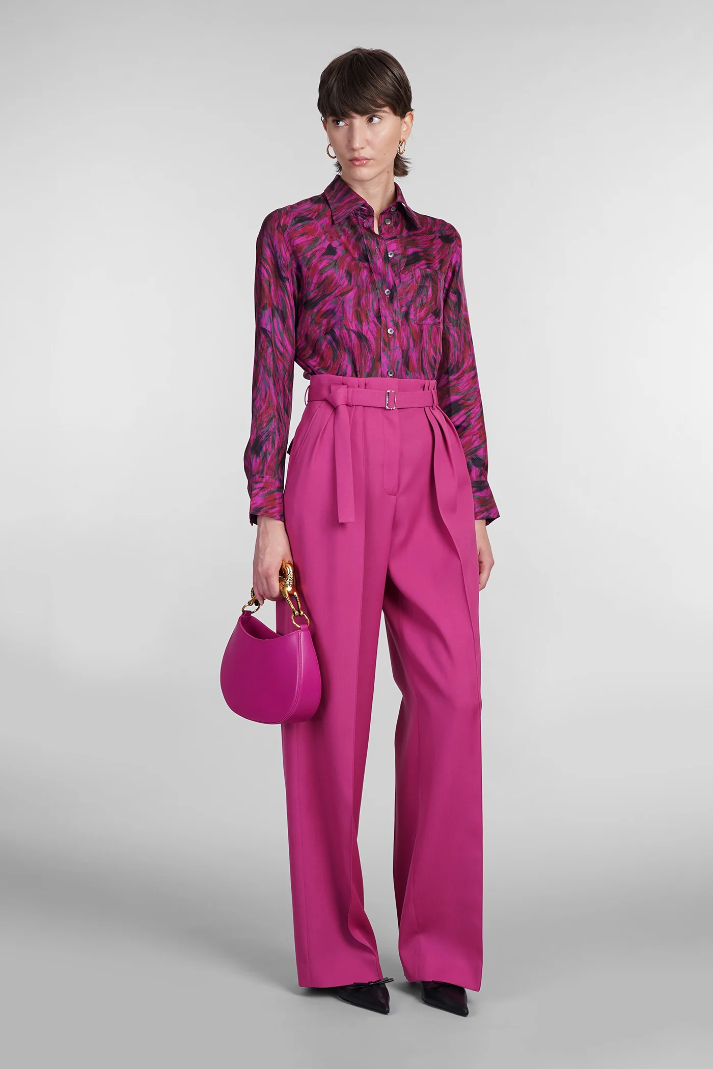 Shirt in fuxia silk - Image 2