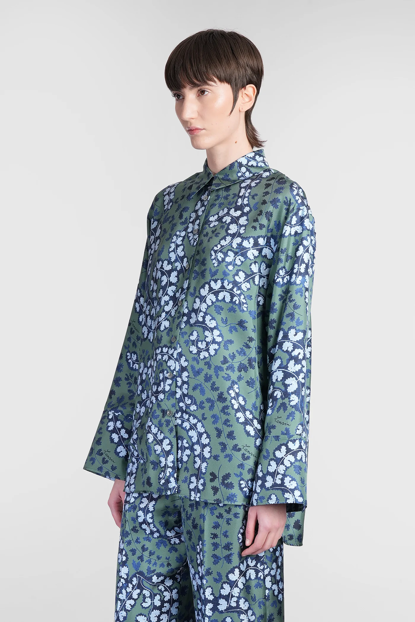 Shirt in green silk - Image 4
