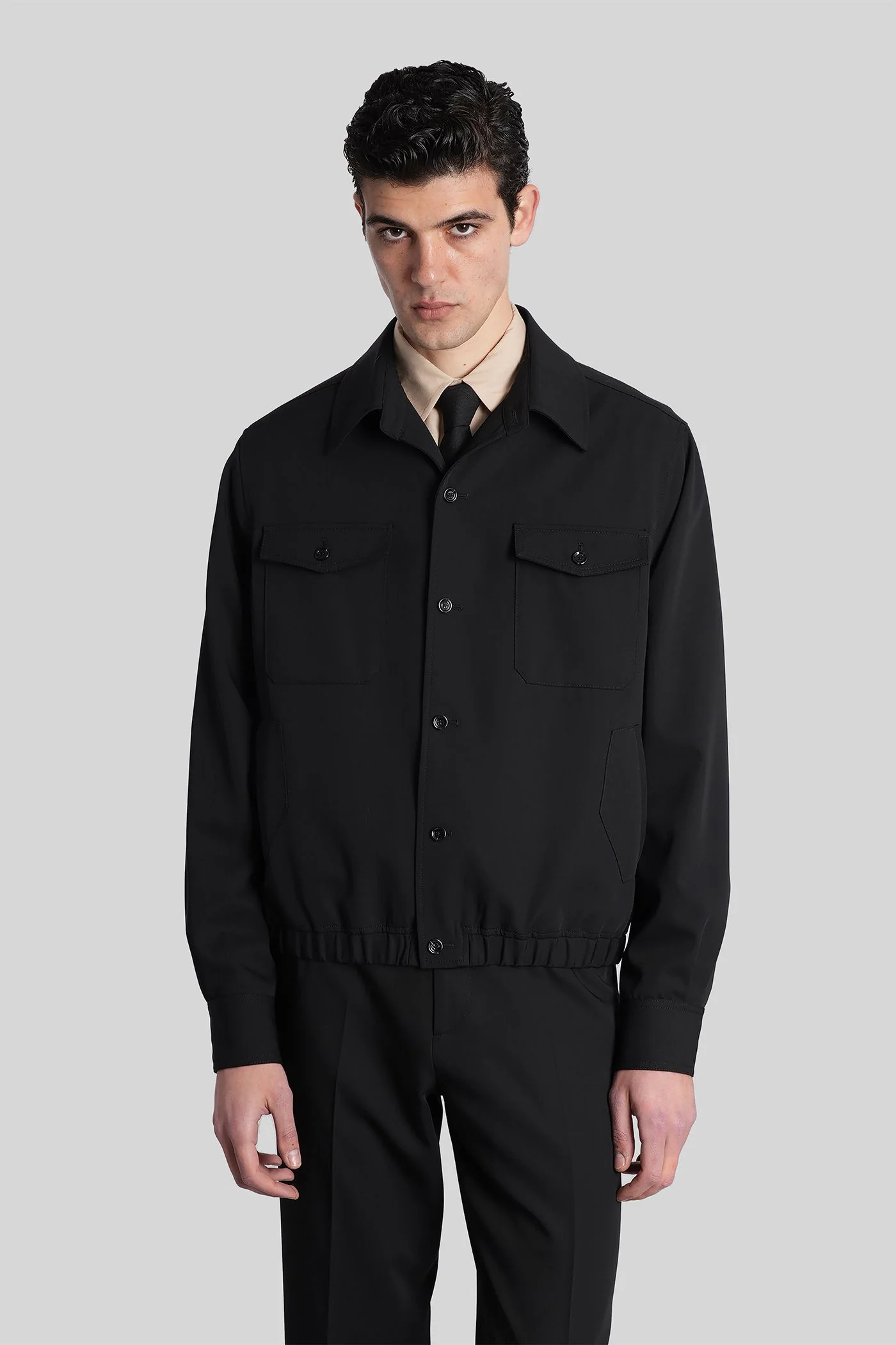 Casual jacket in black wool