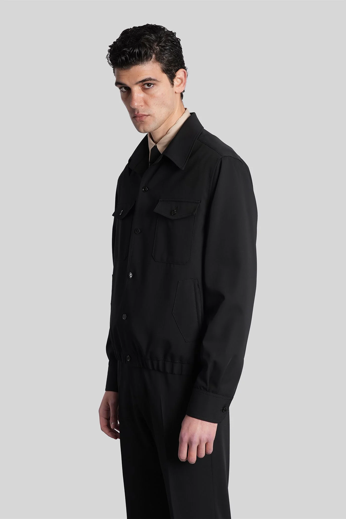 Casual jacket in black wool - Image 4