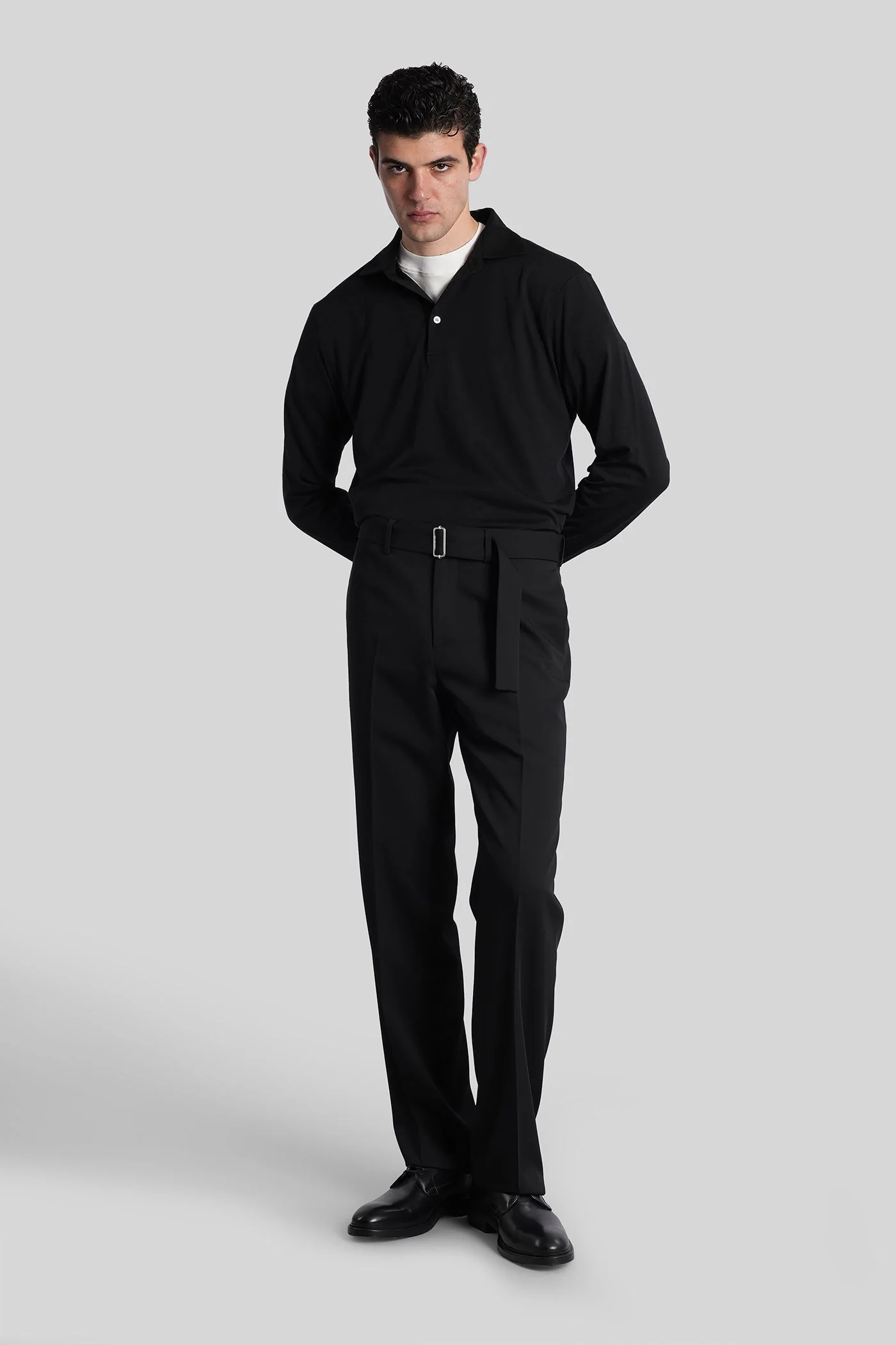 Polo in black cotton - Image 2