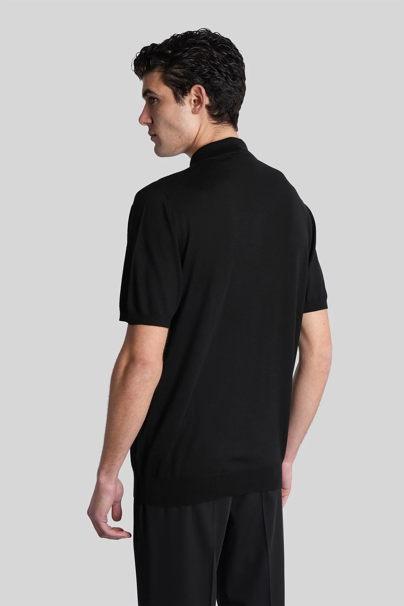 Polo in black wool - Image 3