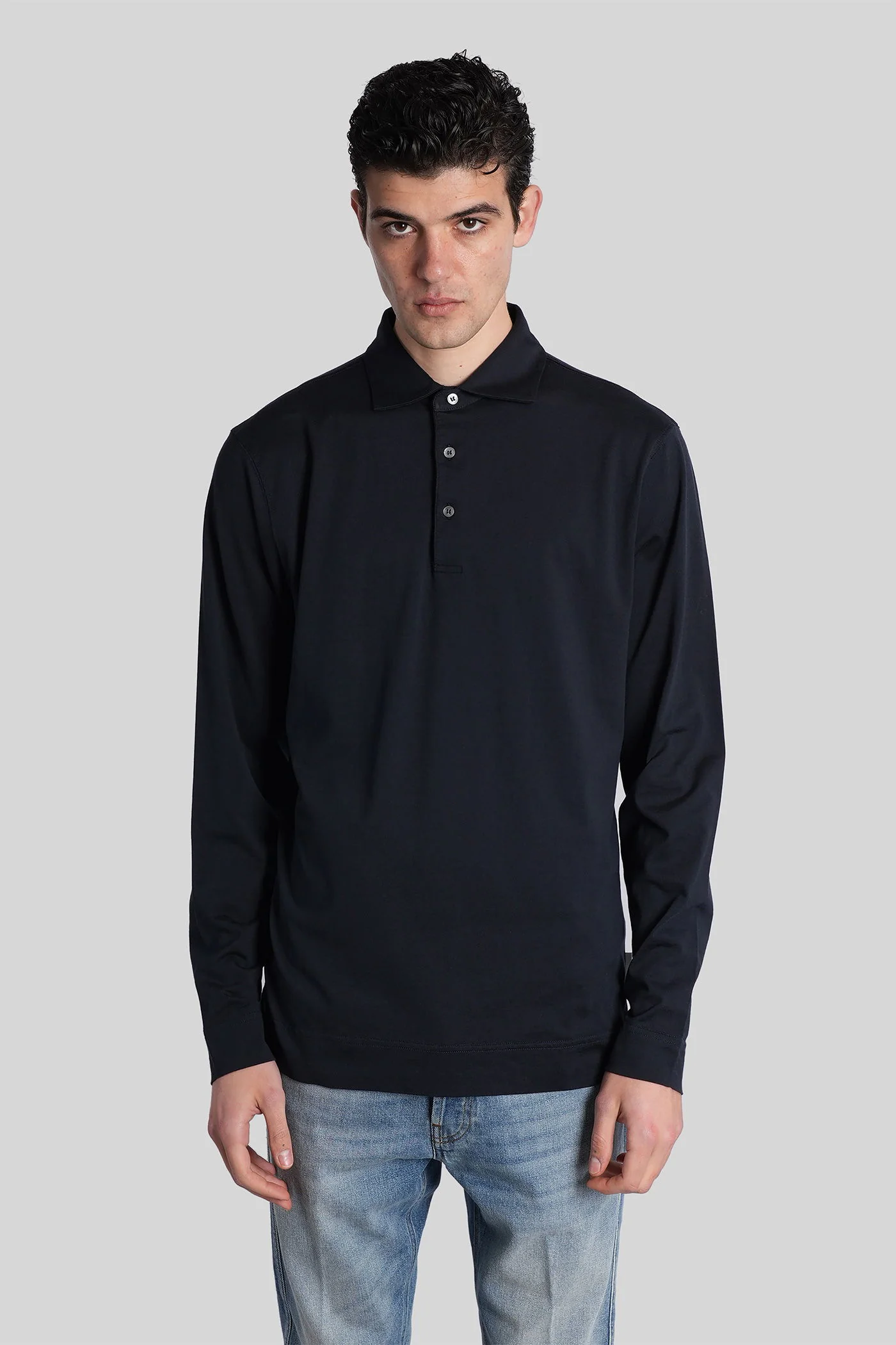 Polo in blue cotton