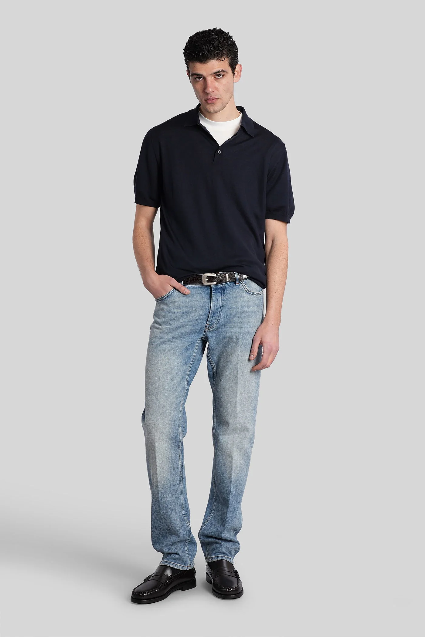 Polo in blue wool - Image 2