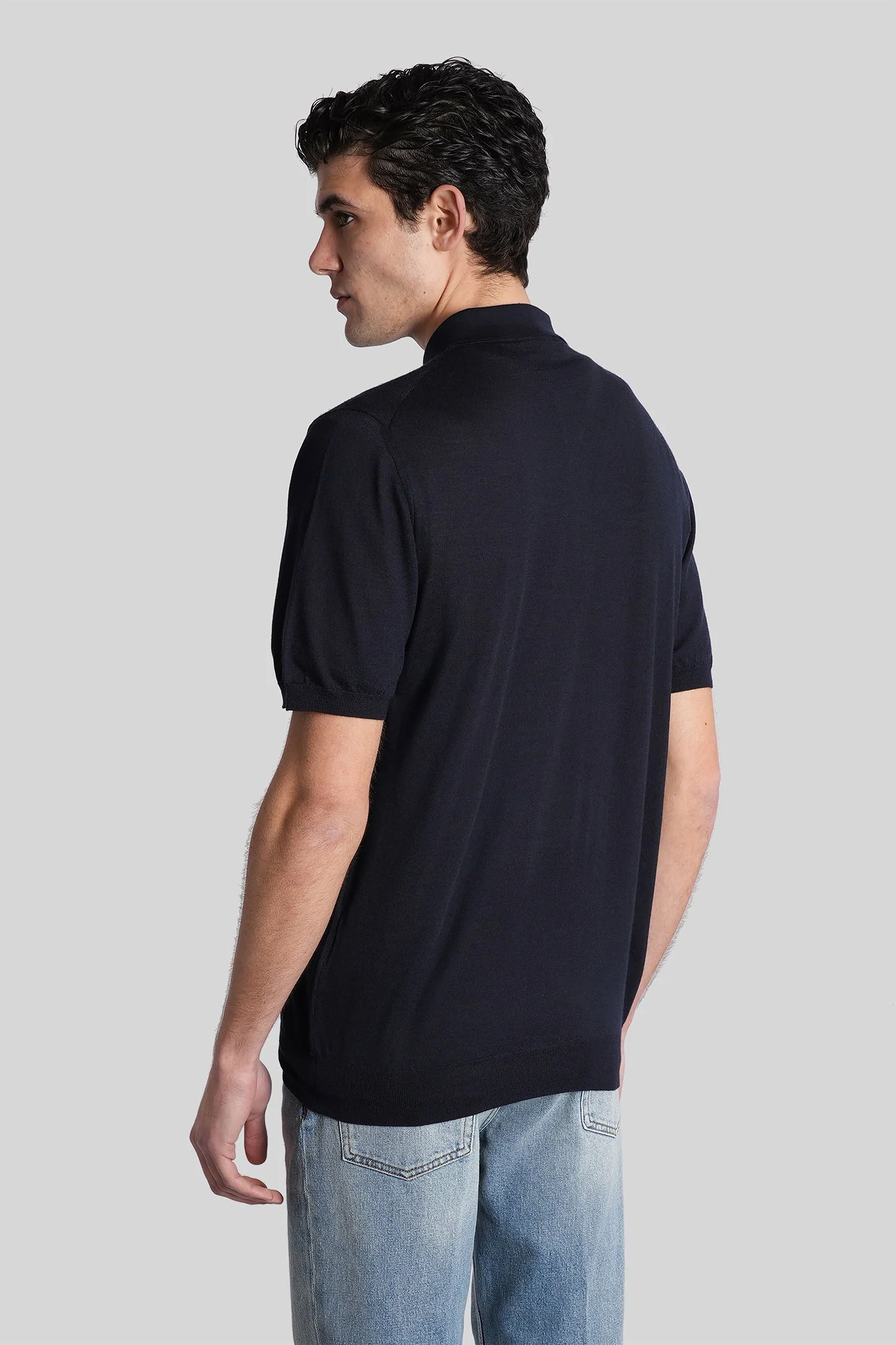 Polo in blue wool - Image 3