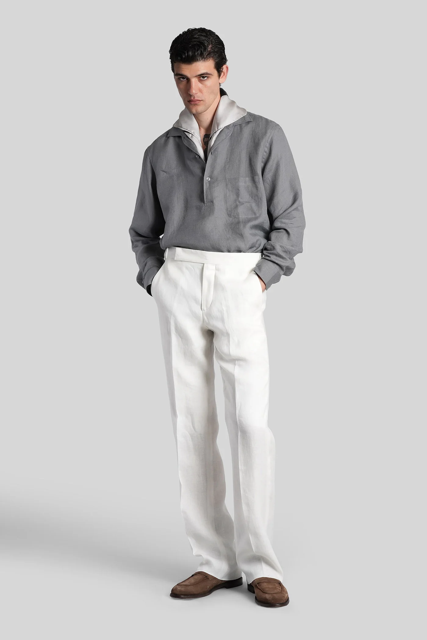 Shirt in grey linen - Image 2