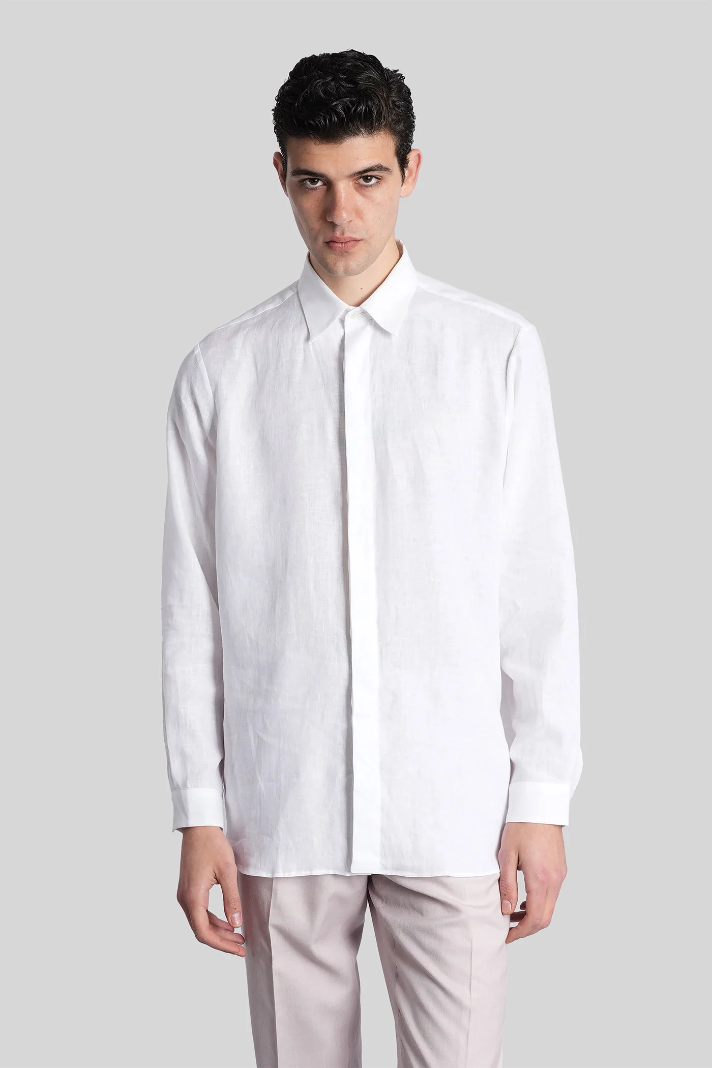 Shirt in white linen - Image 6