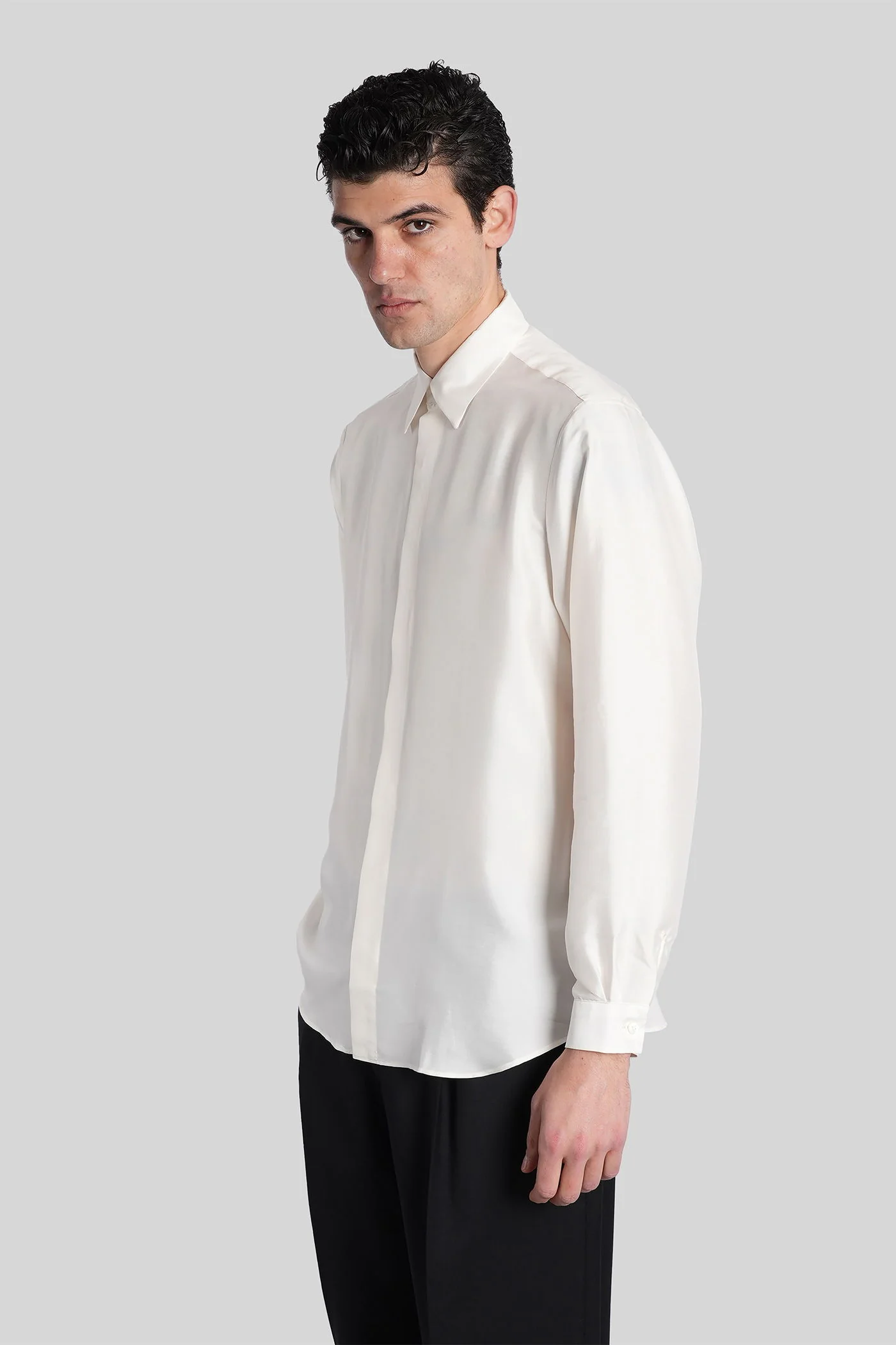 Shirt in white silk - Image 4