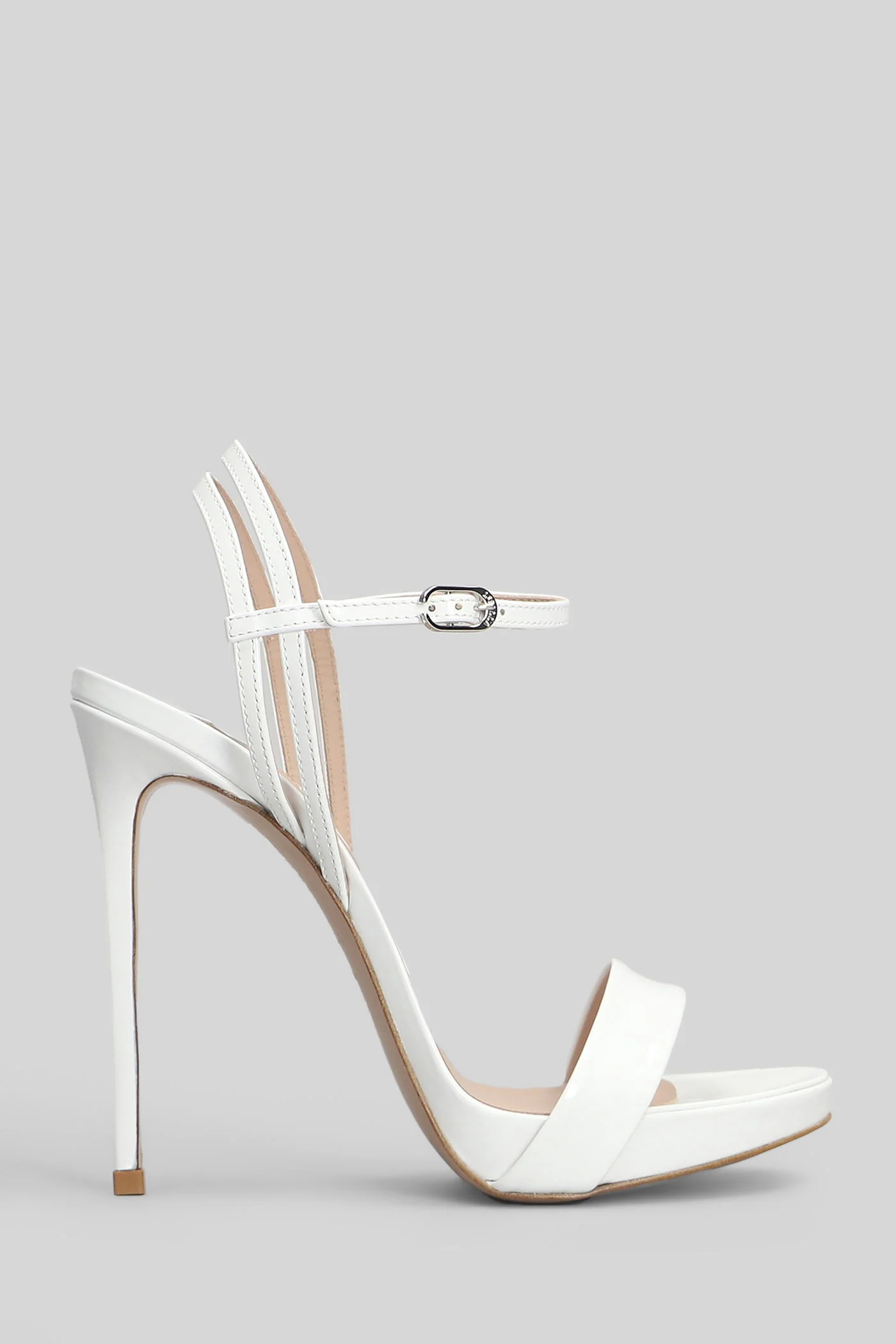 Gwen Sandals in white patent leather
