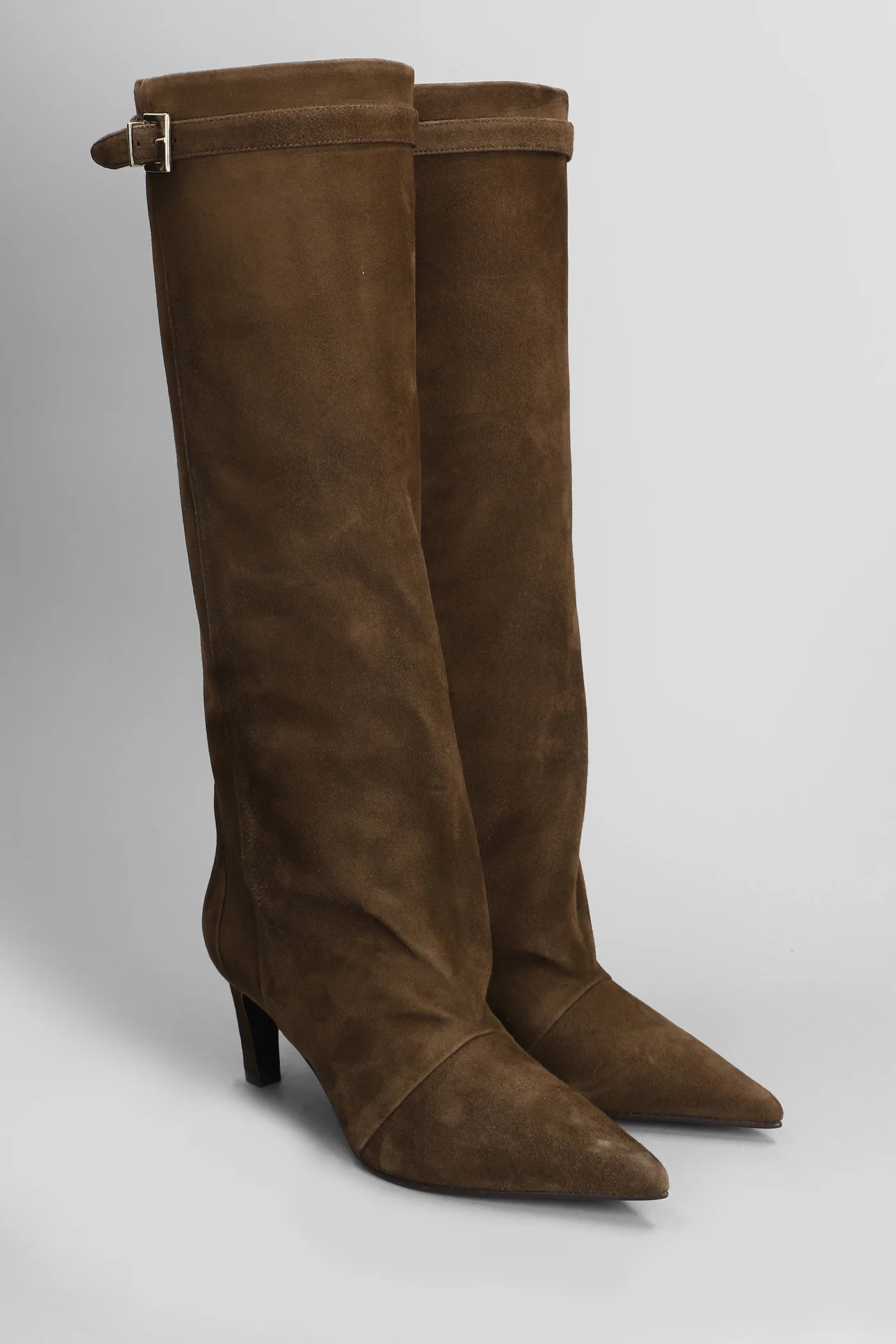 High heels boots in brown suede - Image 2