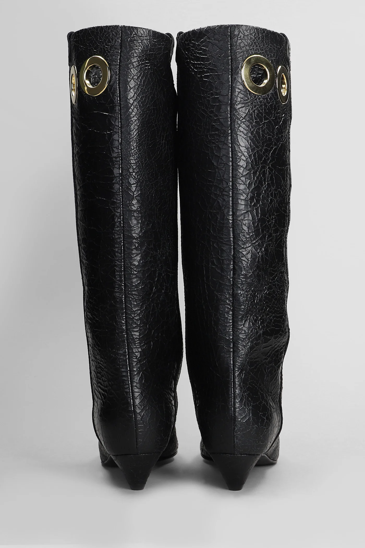 low heels boots in black leather - Image 4